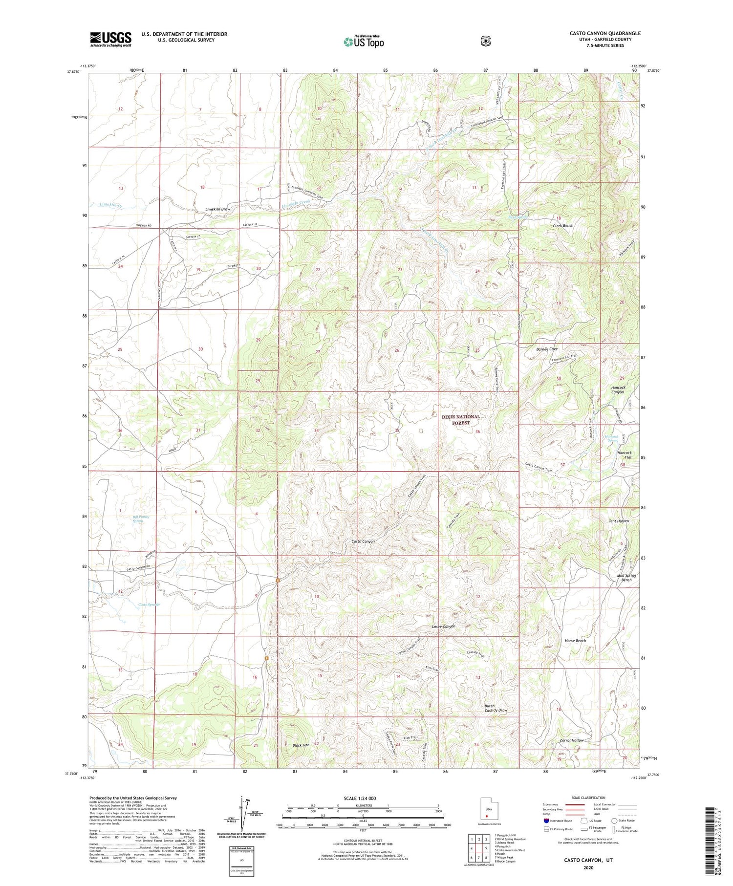 Casto Canyon Utah US Topo Map Image
