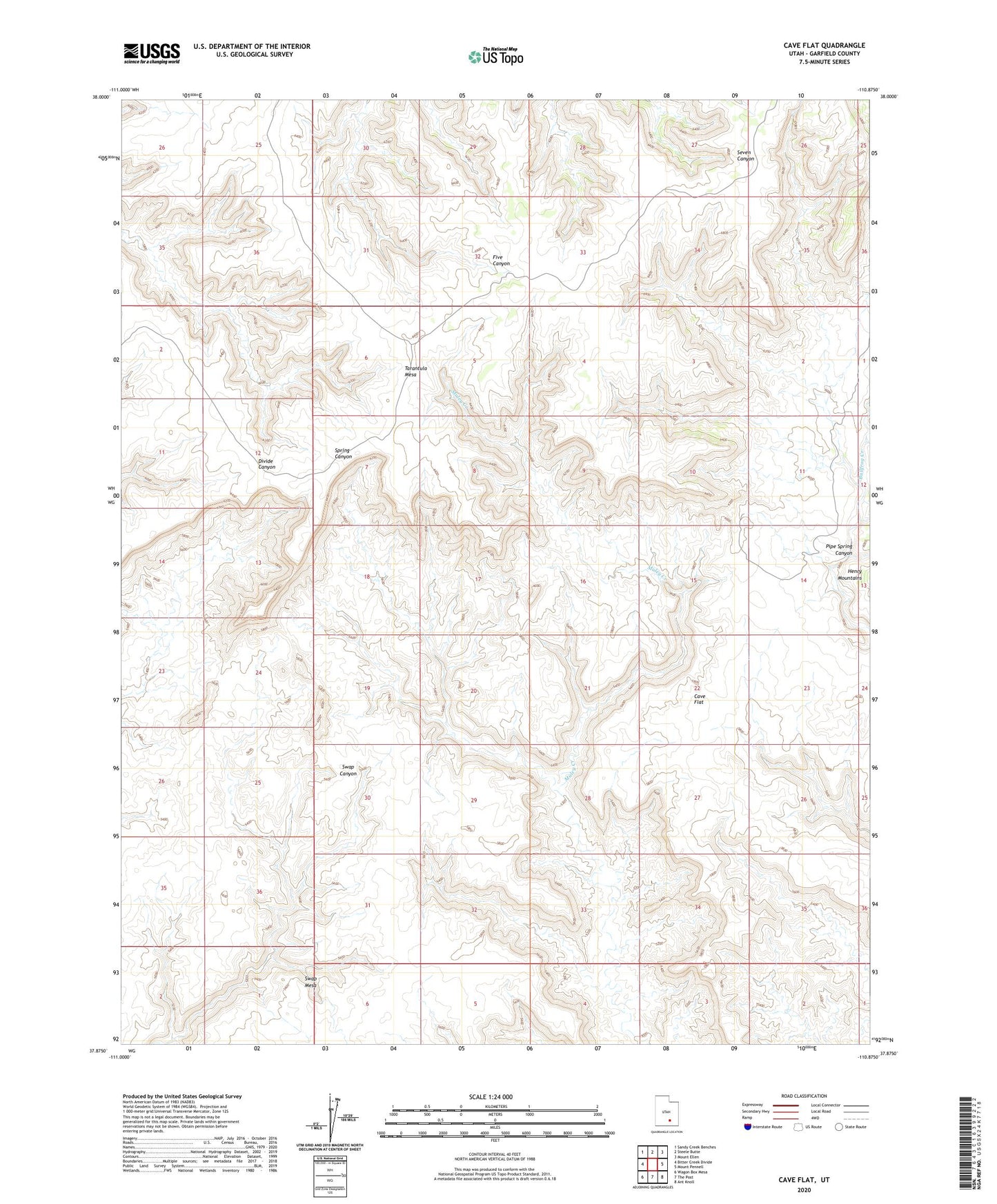 Cave Flat Utah US Topo Map Image
