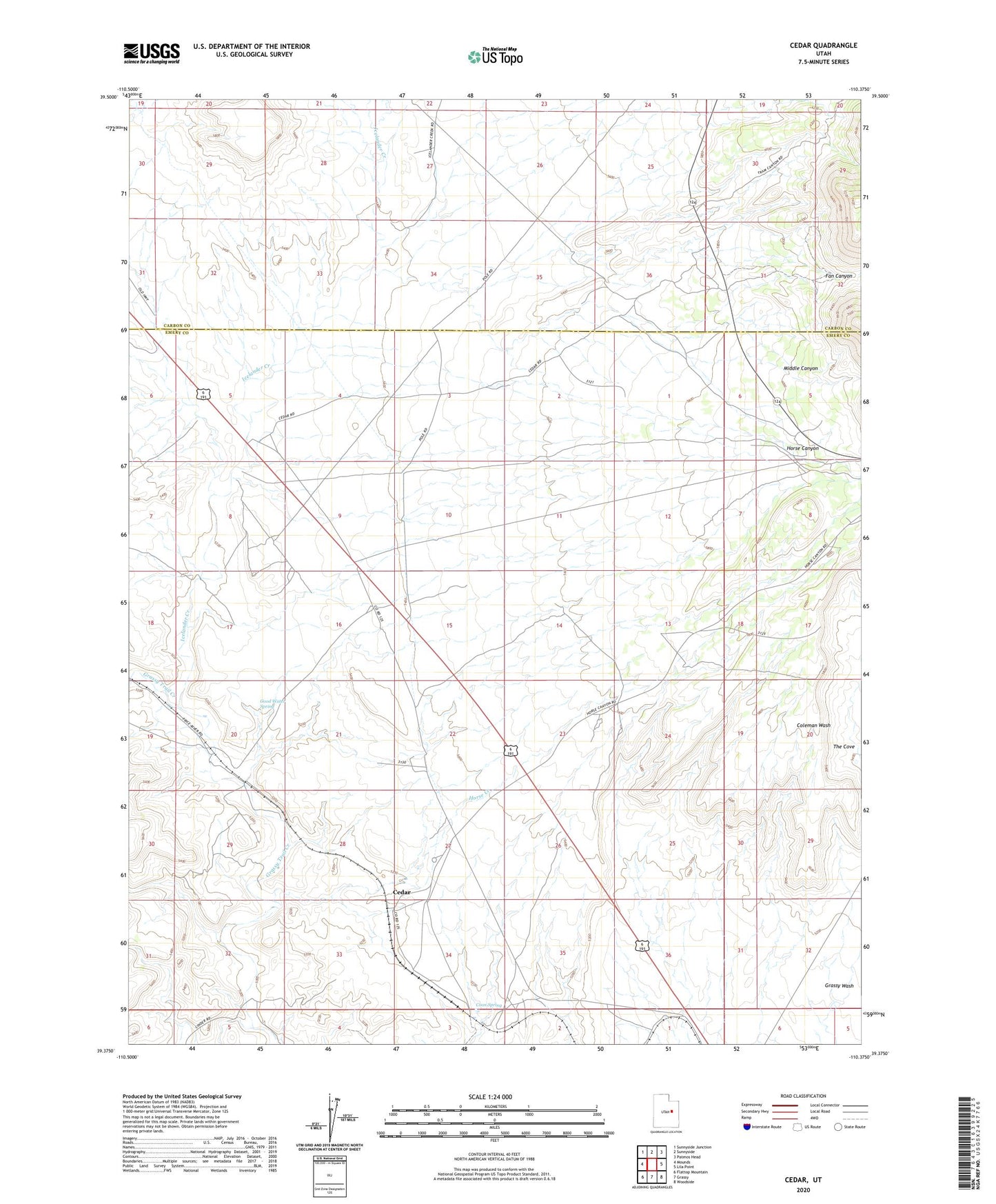Cedar Utah US Topo Map Image