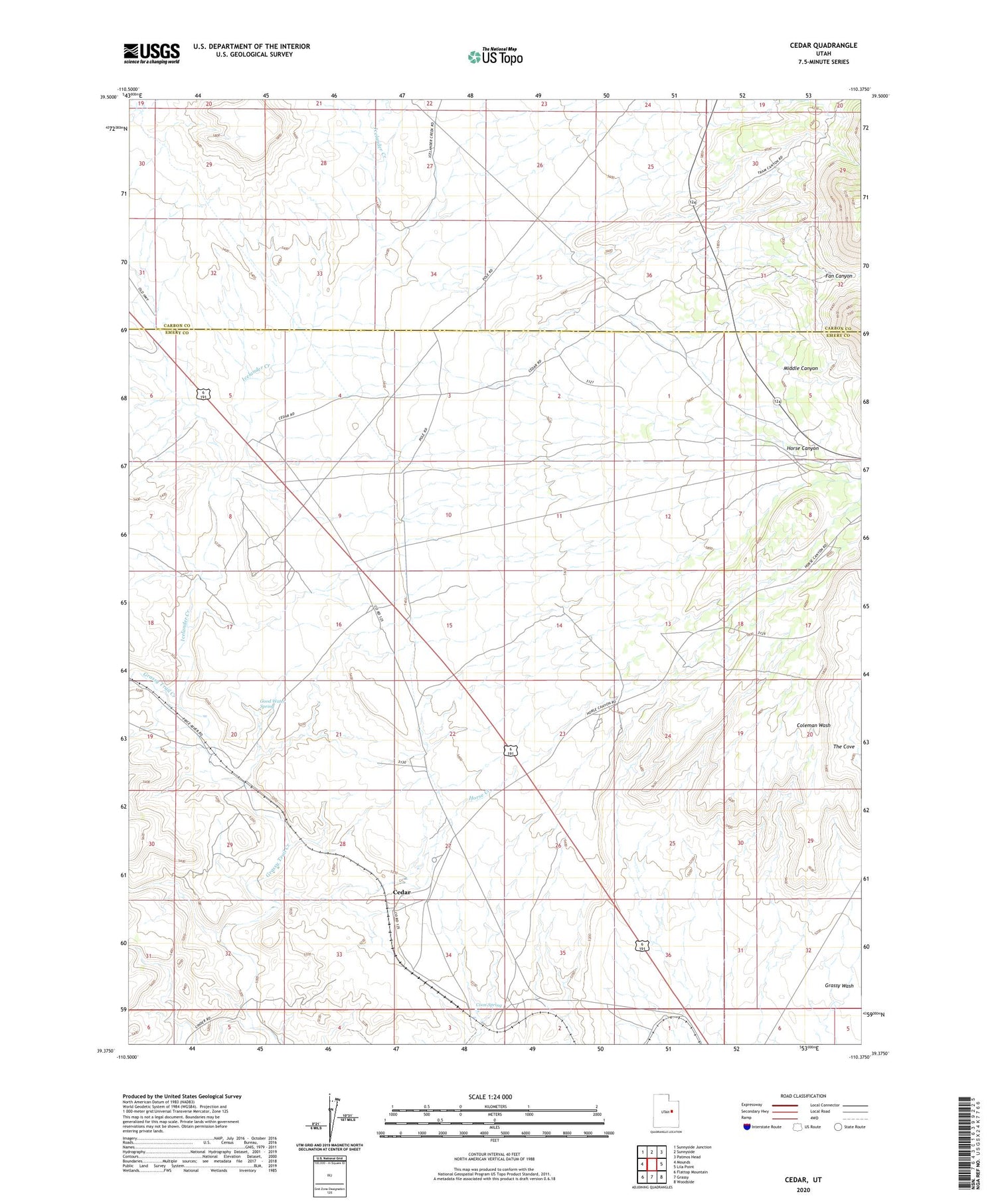 Cedar Utah US Topo Map Image