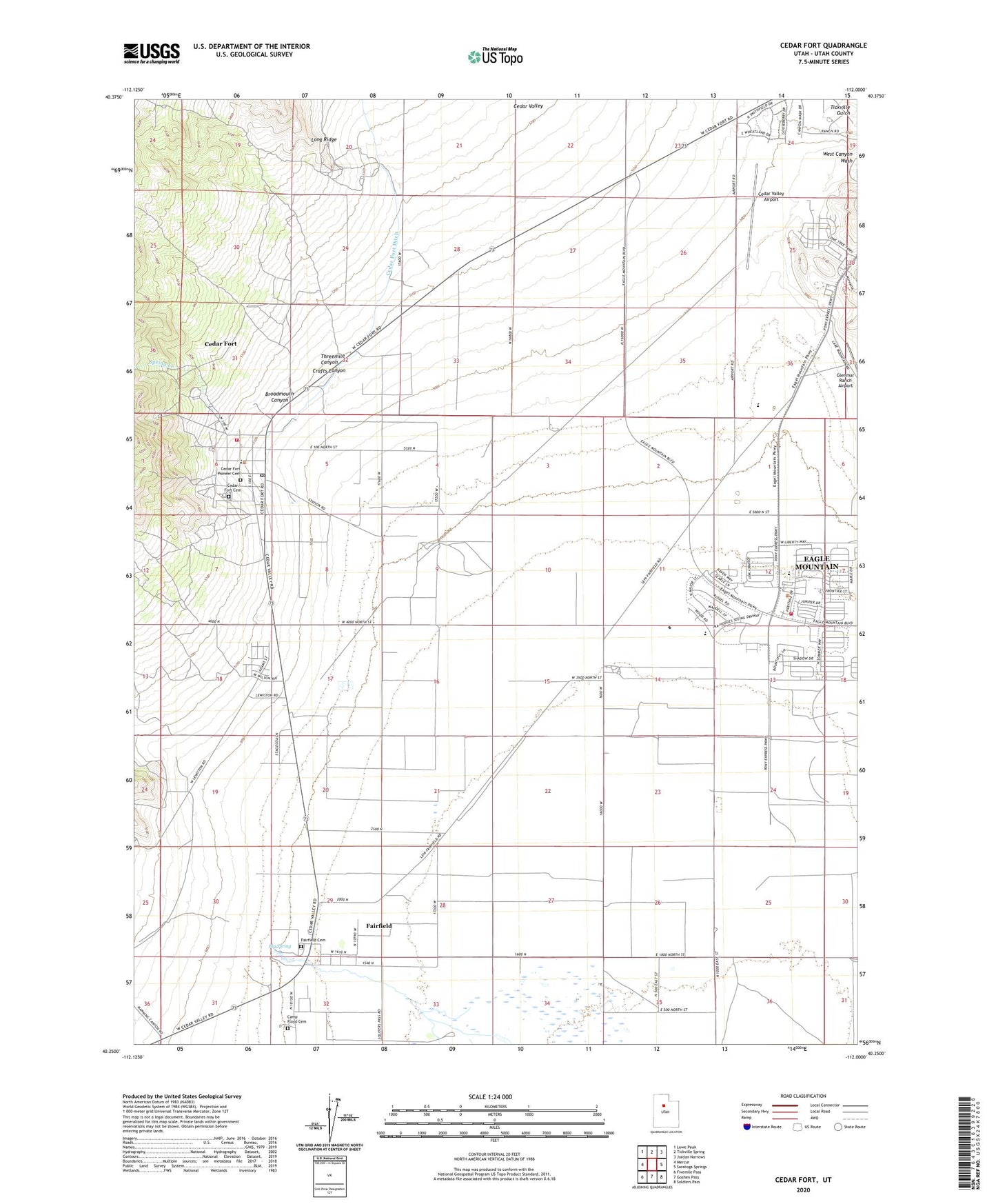 Cedar Fort Utah US Topo Map Image