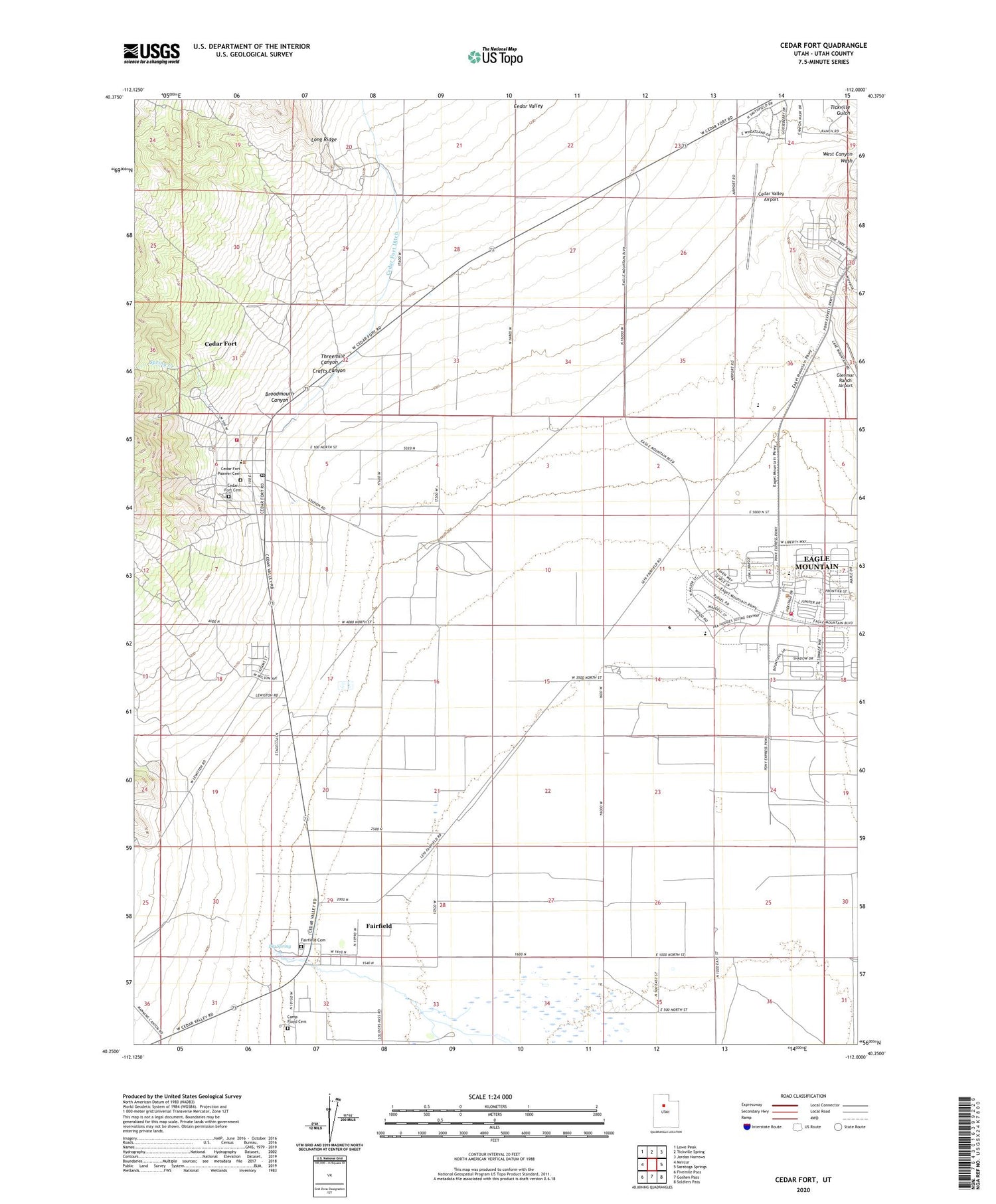 Cedar Fort Utah US Topo Map Image