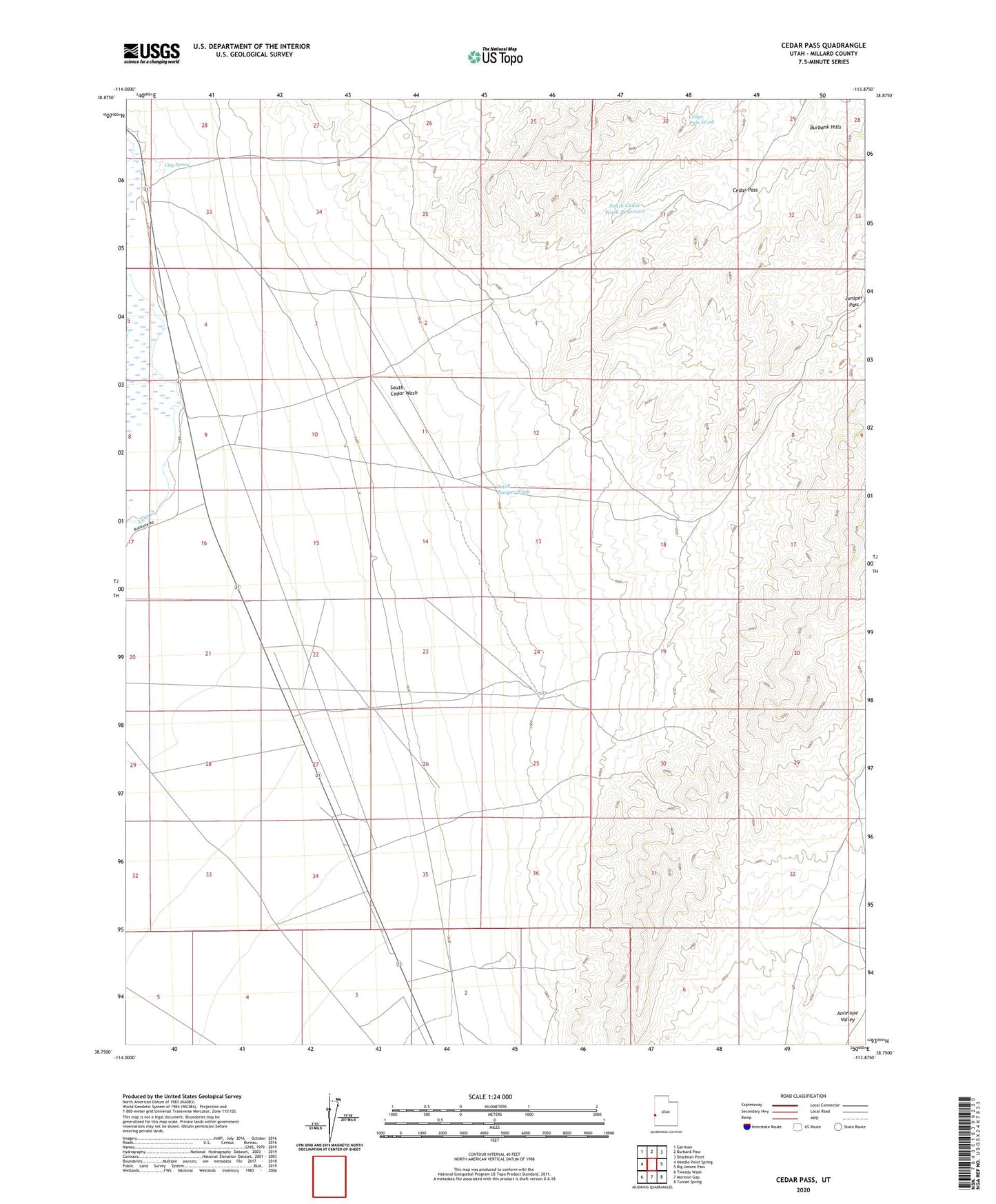 Cedar Pass Utah US Topo Map Image