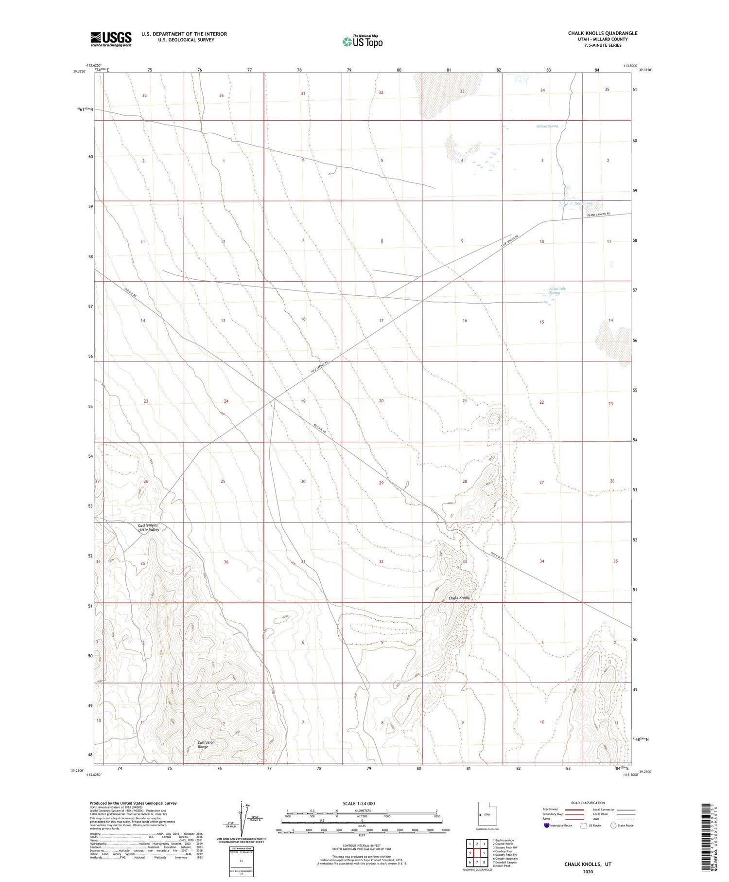 Chalk Knolls Utah US Topo Map Image