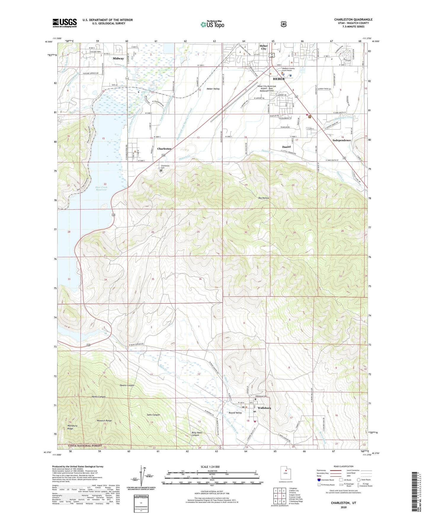 Charleston Utah US Topo Map Image