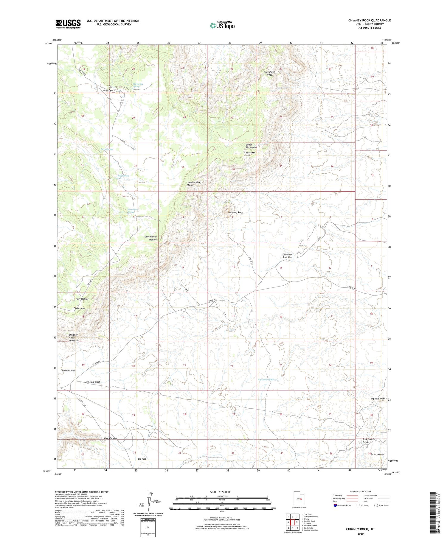 Chimney Rock Utah US Topo Map Image