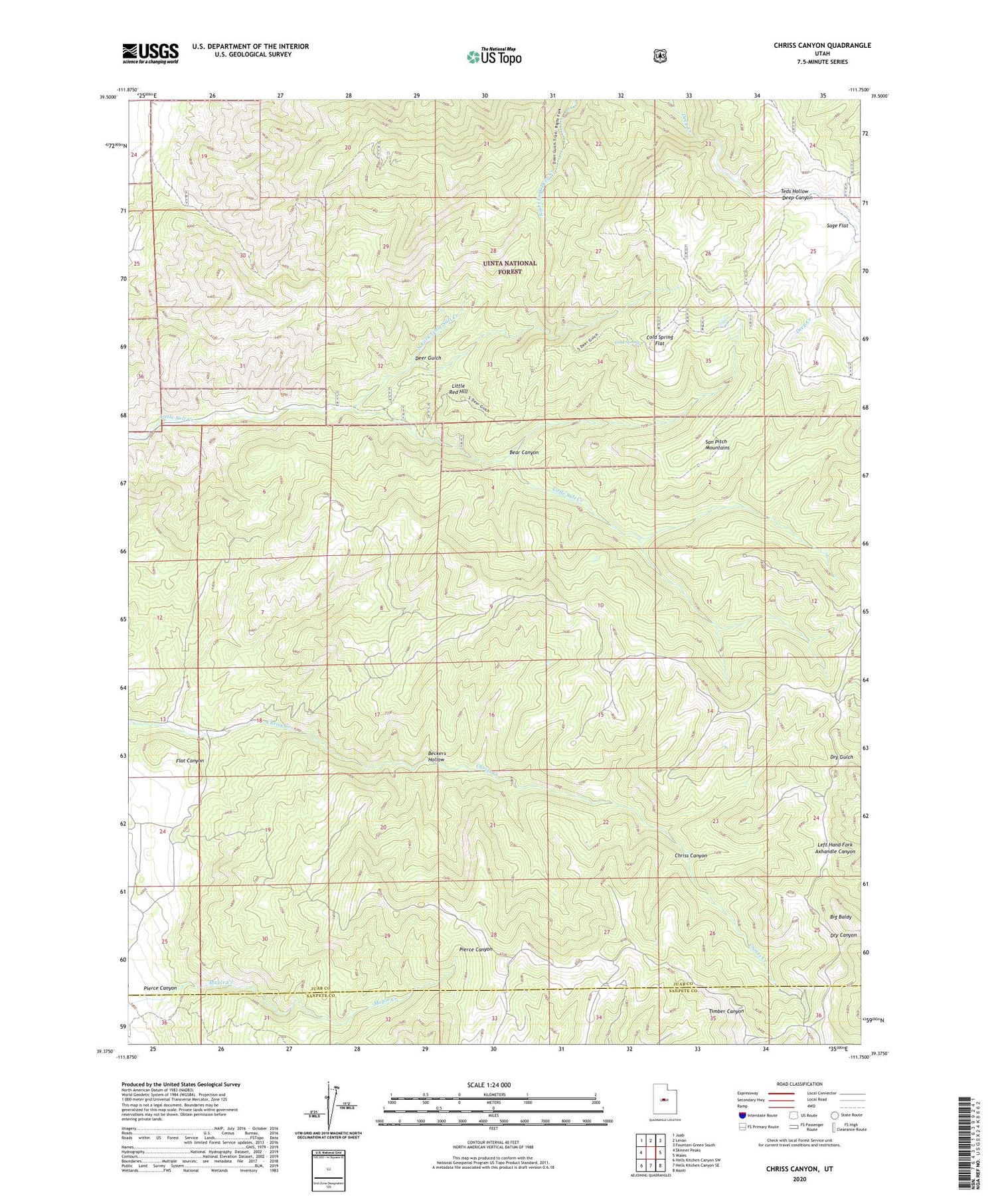 Chriss Canyon Utah US Topo Map Image