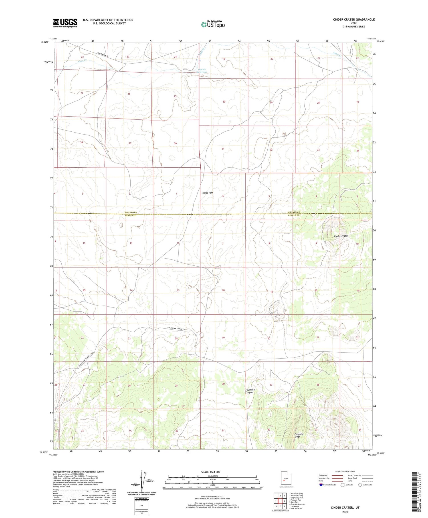 Cinder Crater Utah US Topo Map Image