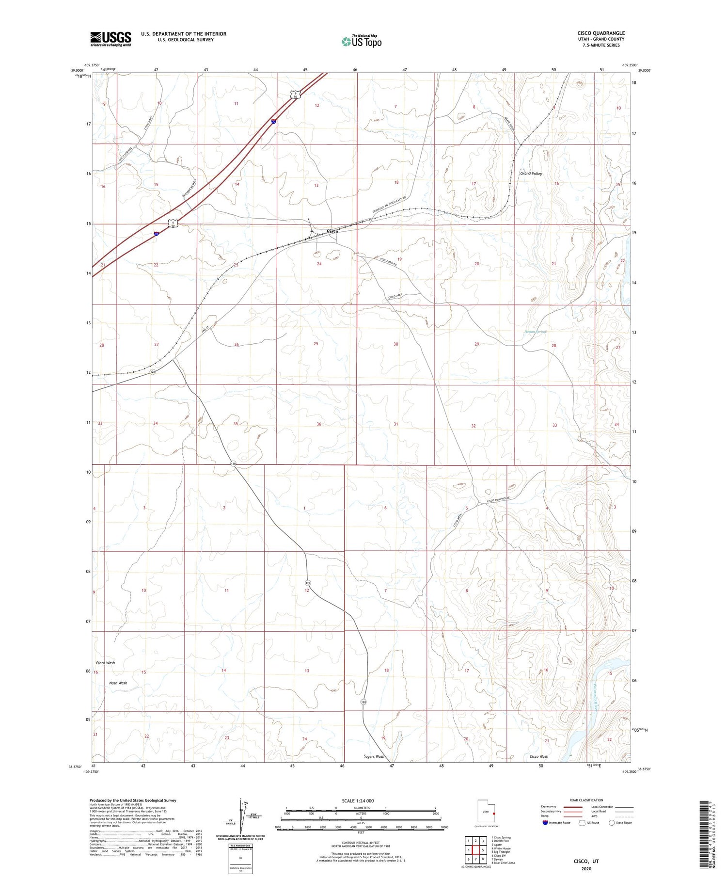 Cisco Utah US Topo Map Image