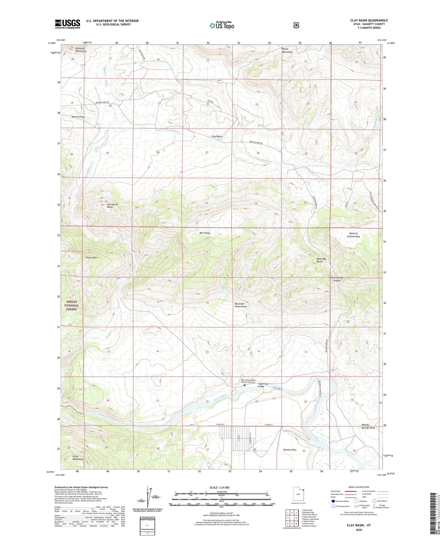 Clay Basin Utah US Topo Map Image