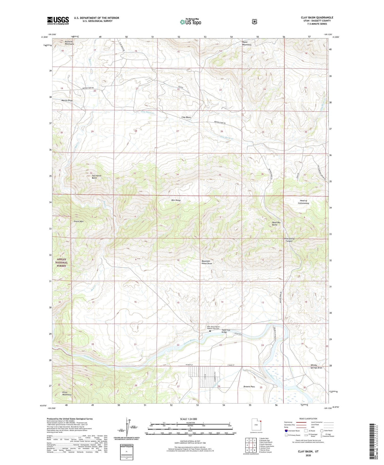 Clay Basin Utah US Topo Map Image
