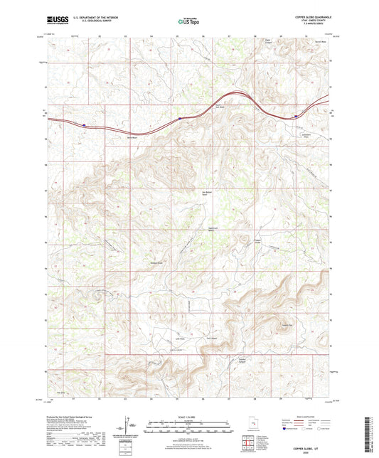 Copper Globe Utah US Topo Map Image
