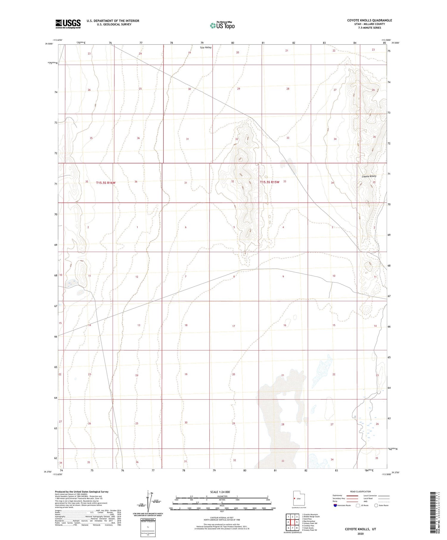 Coyote Knolls Utah US Topo Map Image