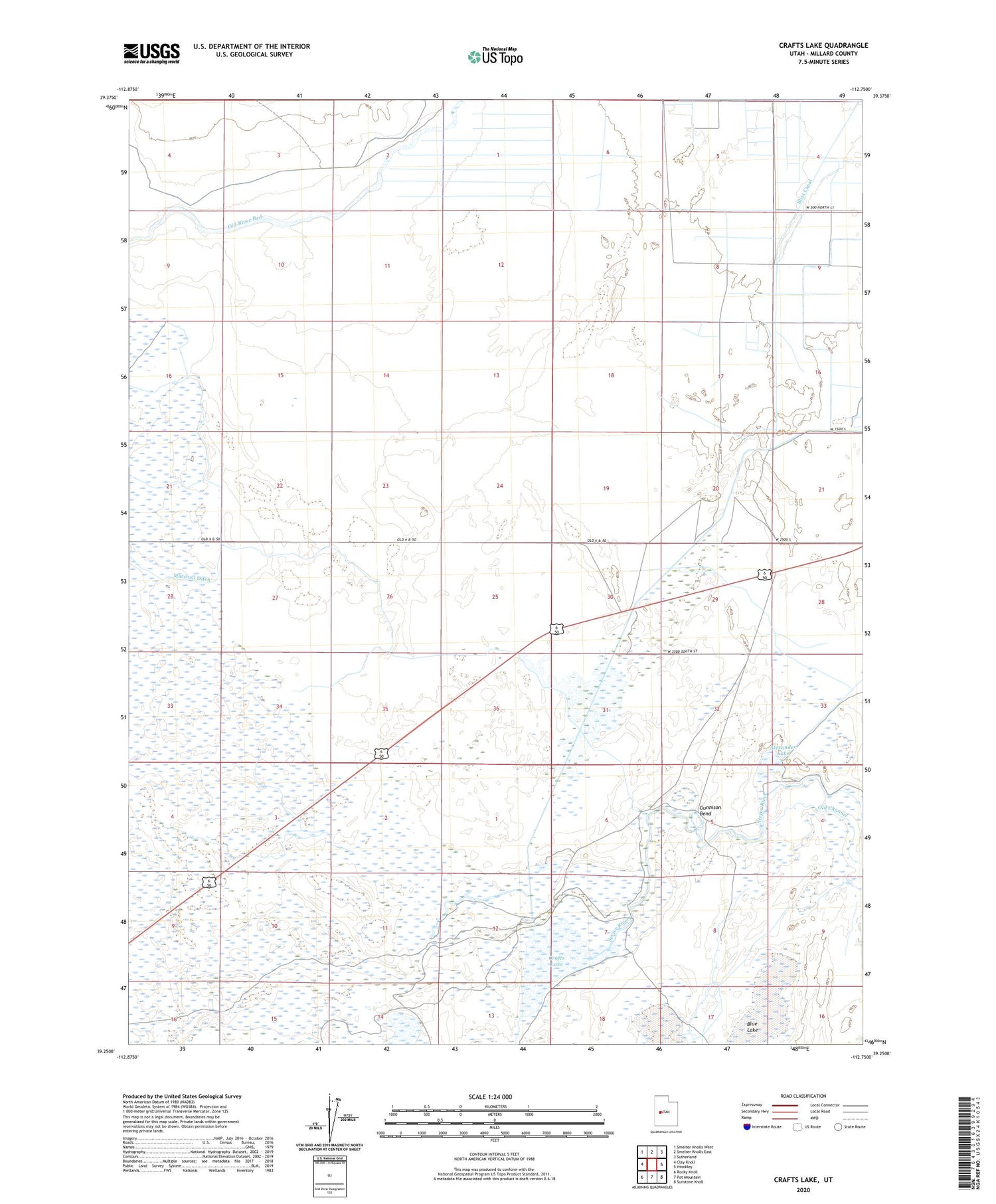 Crafts Lake Utah US Topo Map Image