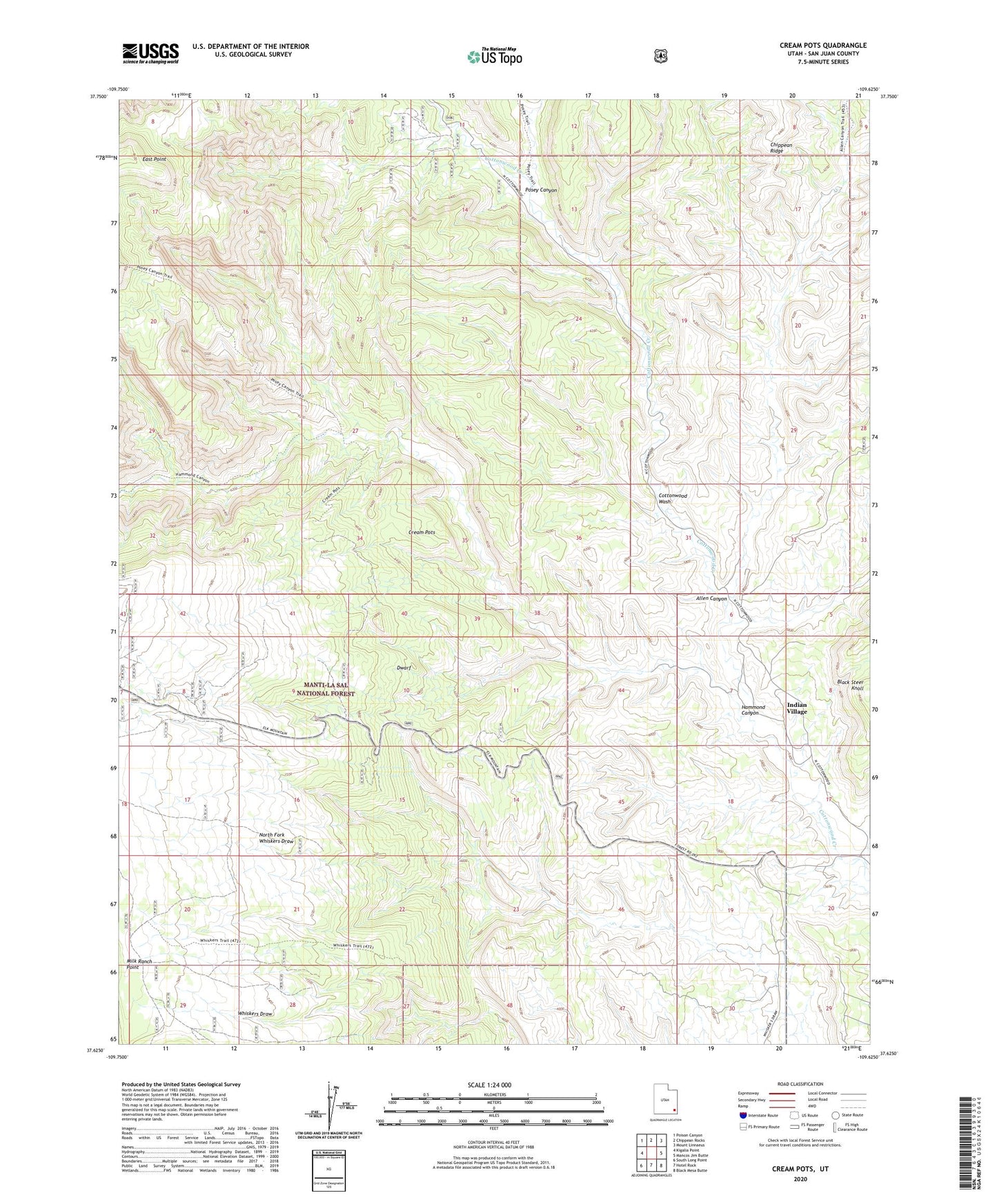 Cream Pots Utah US Topo Map Image