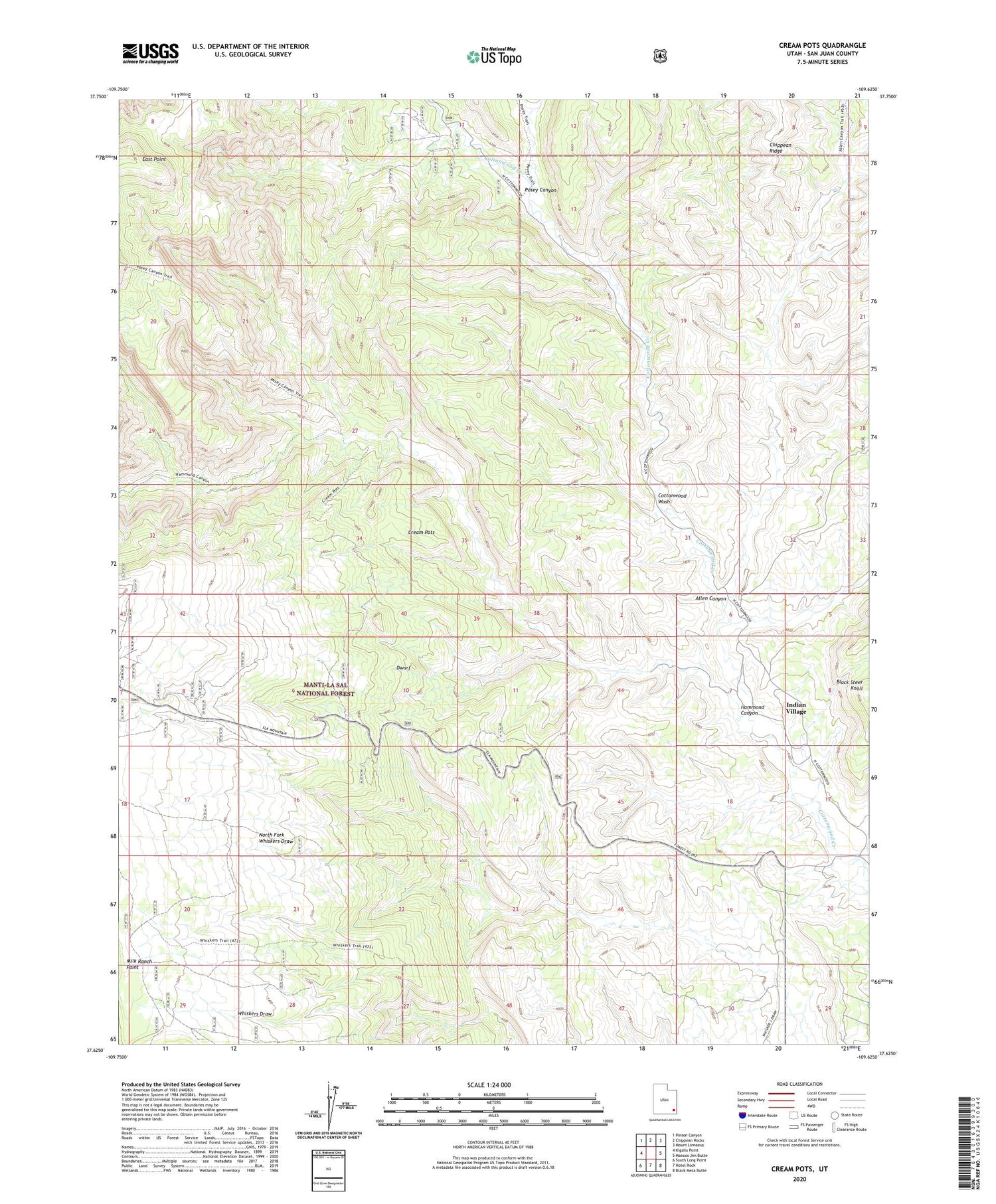 Cream Pots Utah US Topo Map Image
