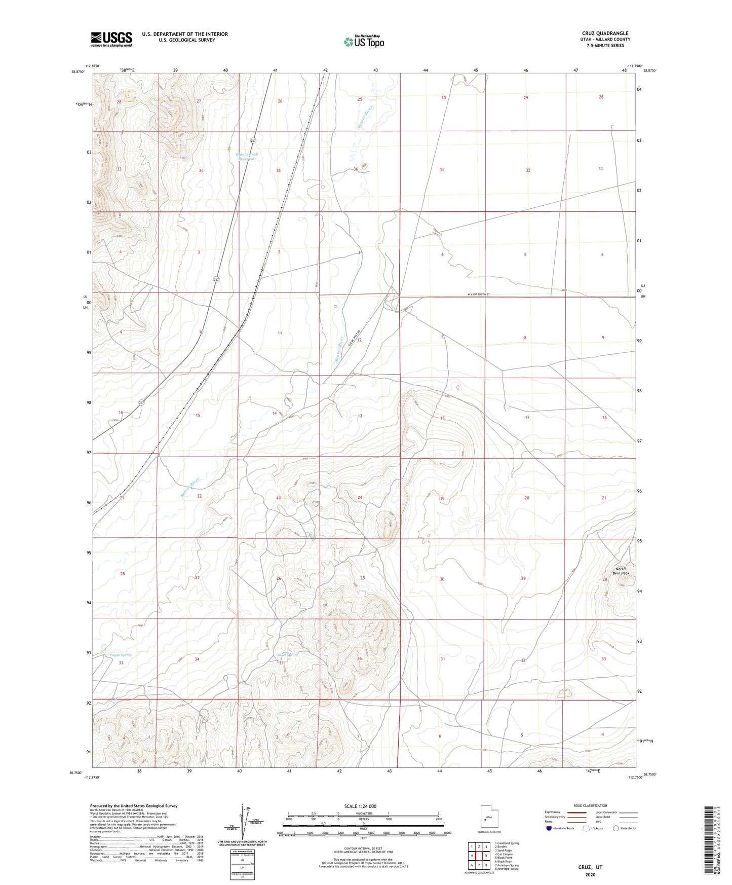 Cruz Utah US Topo Map Image
