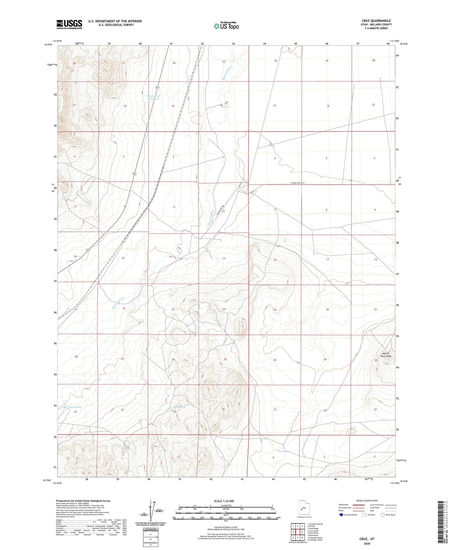 Cruz Utah US Topo Map Image