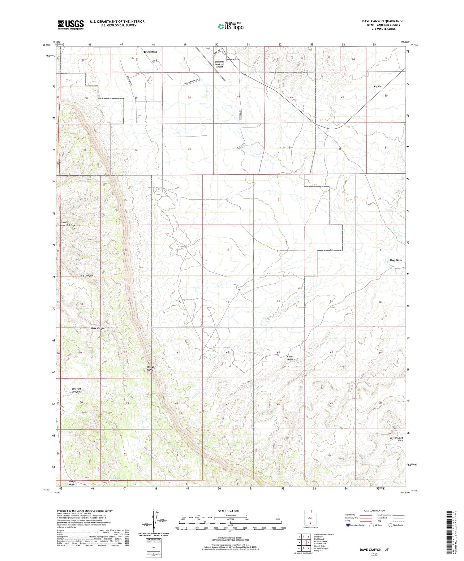 Dave Canyon Utah US Topo Map Image
