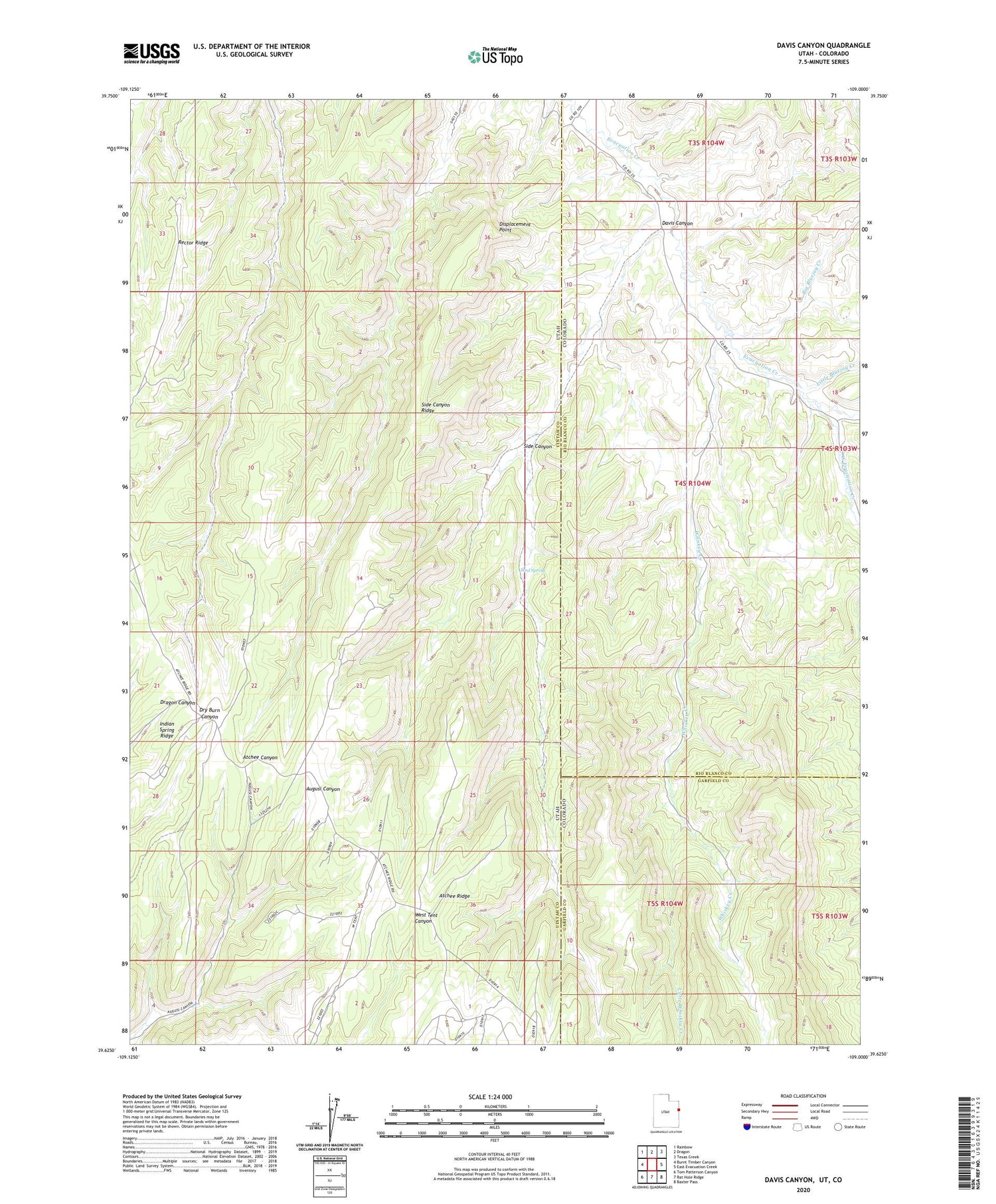Davis Canyon Utah US Topo Map Image