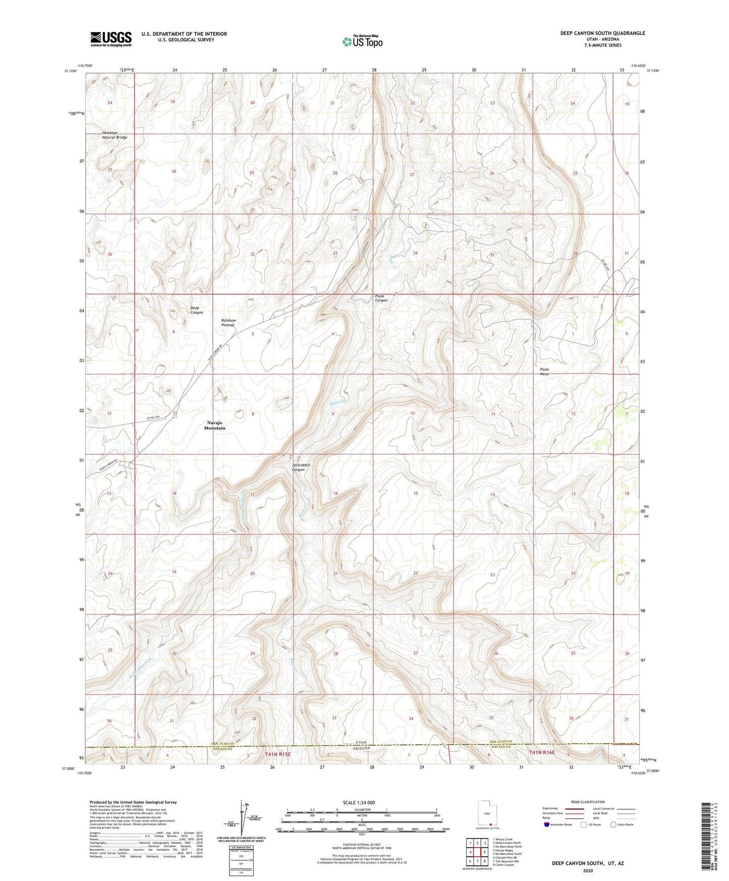 Deep Canyon South Utah US Topo Map Image