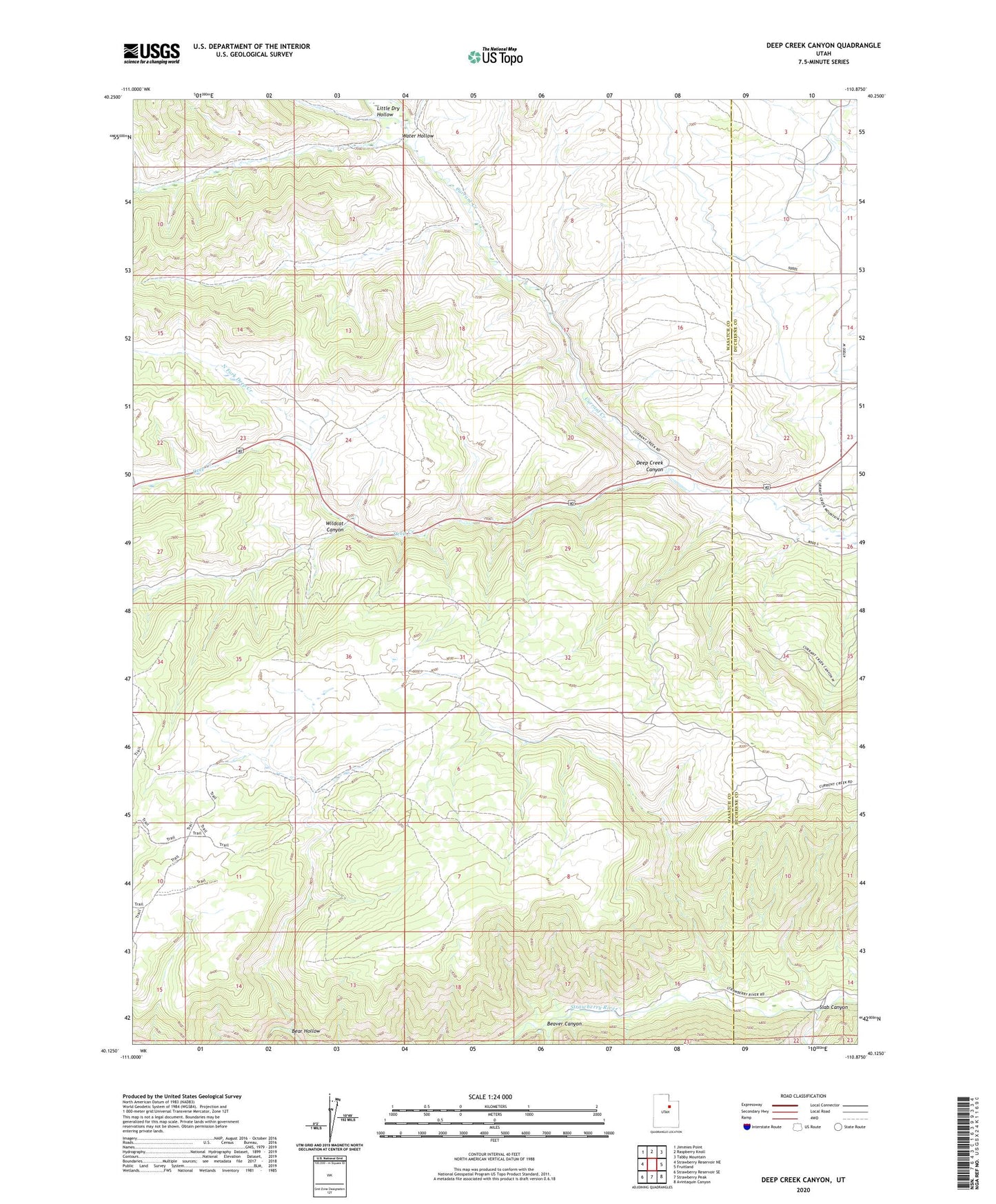 Deep Creek Canyon Utah US Topo Map Image