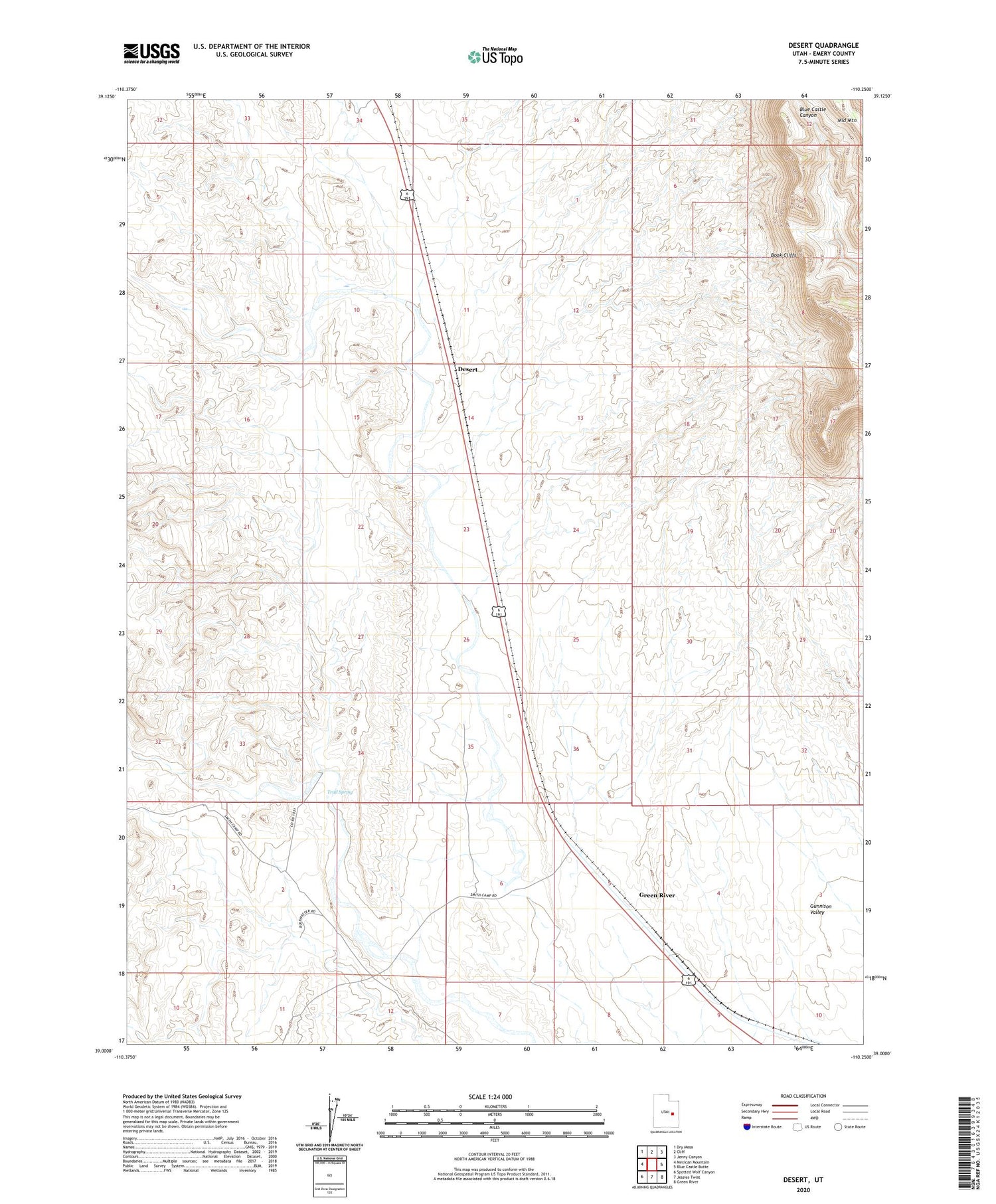 Desert Utah US Topo Map Image