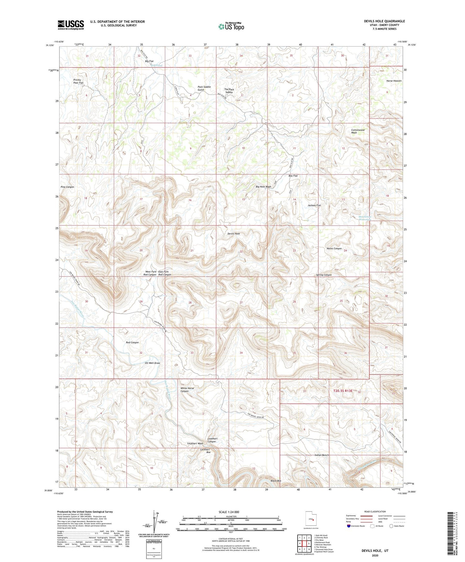 Devils Hole Utah US Topo Map Image