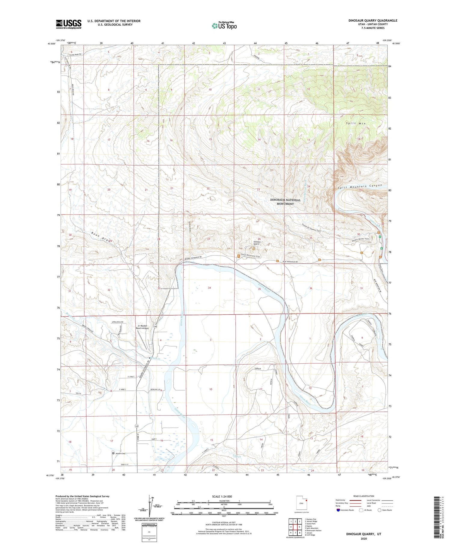 Dinosaur Quarry Utah US Topo Map Image