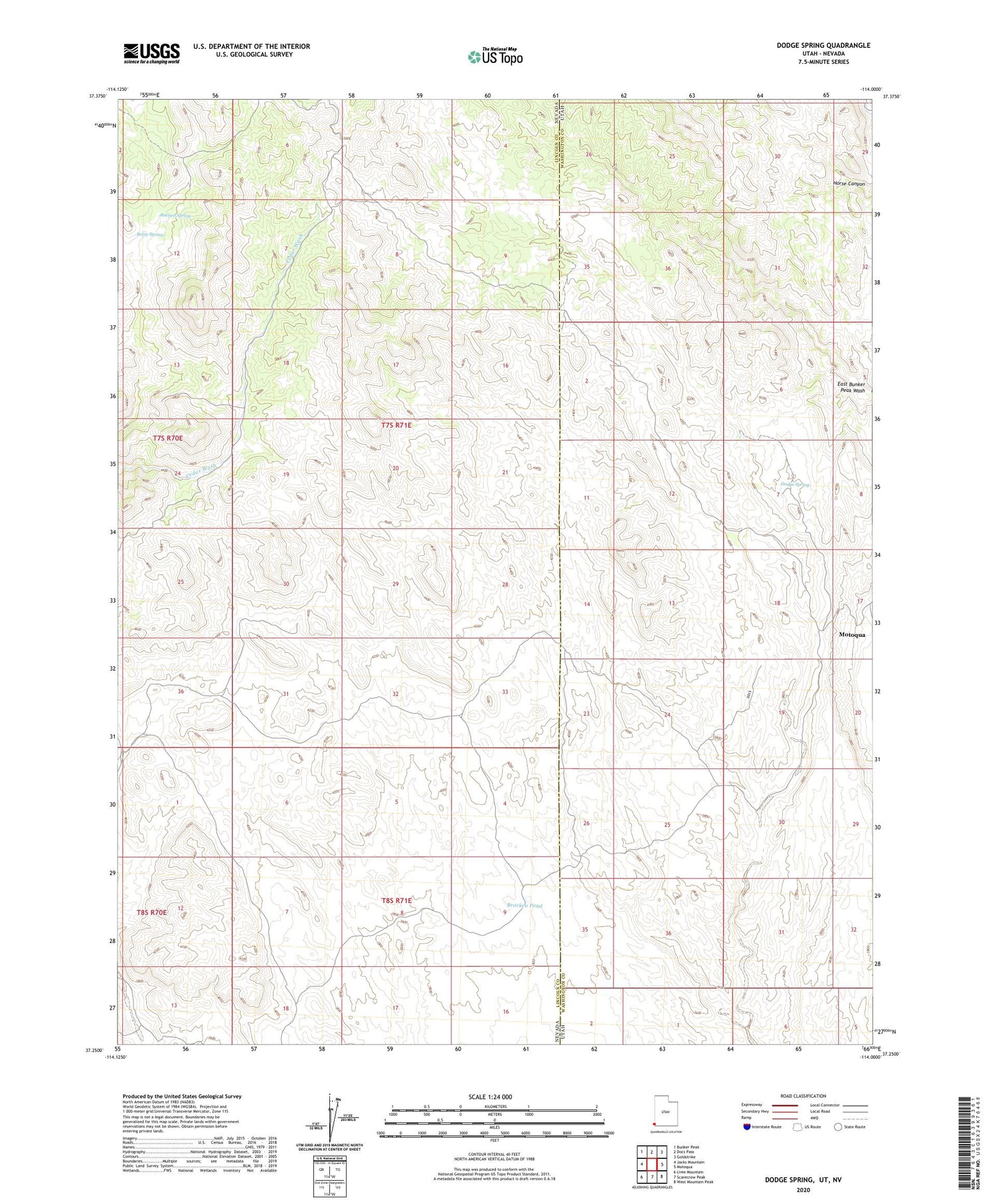 Dodge Spring Utah US Topo Map Image