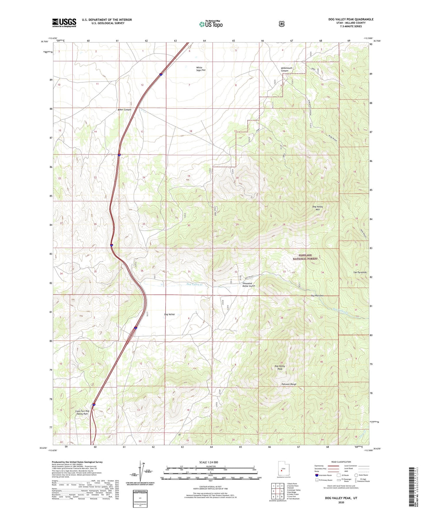 Dog Valley Peak Utah US Topo Map Image
