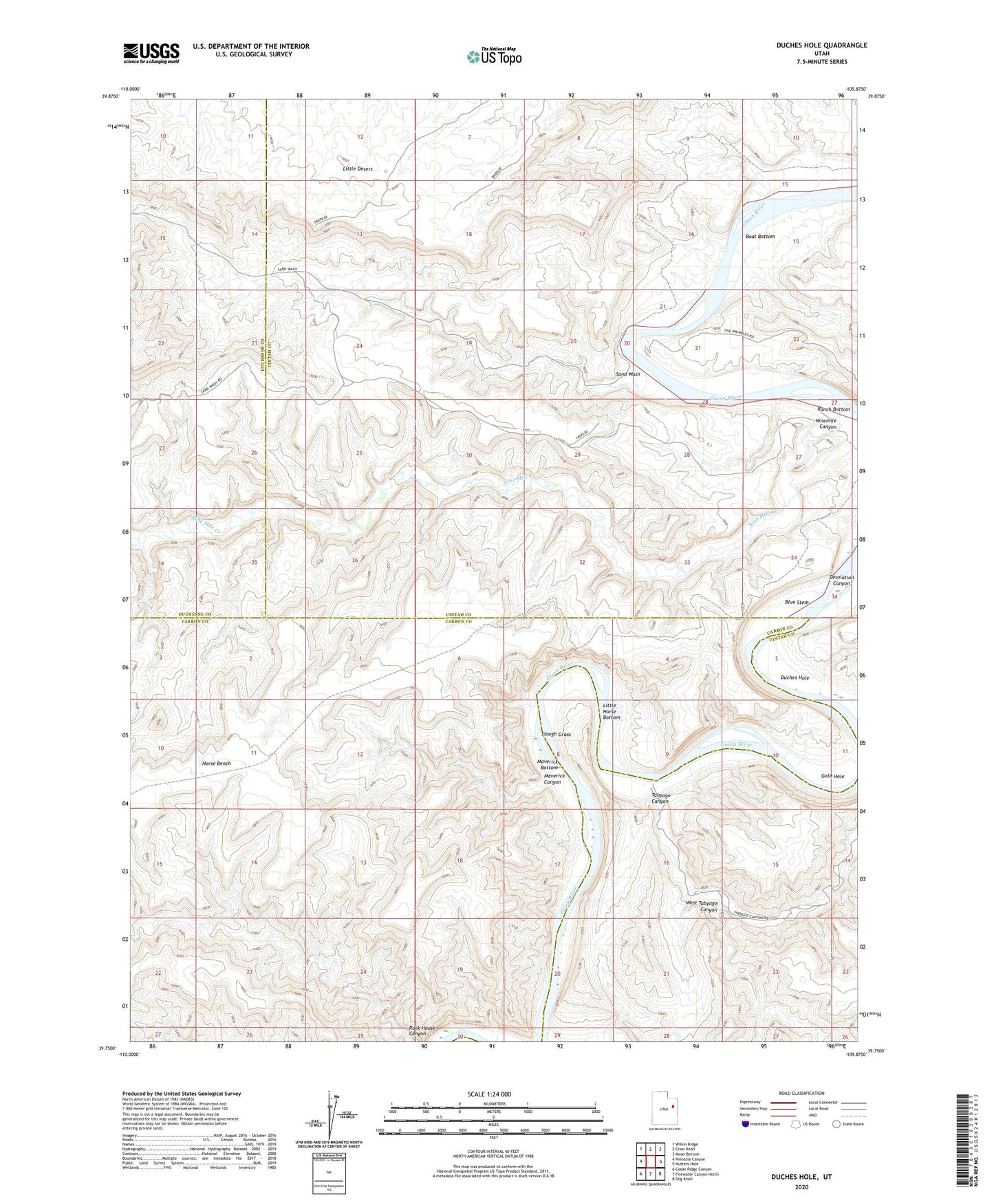 Duches Hole Utah US Topo Map Image