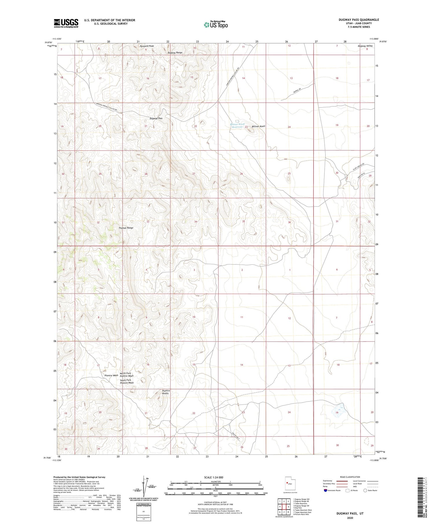 Dugway Pass Utah US Topo Map Image