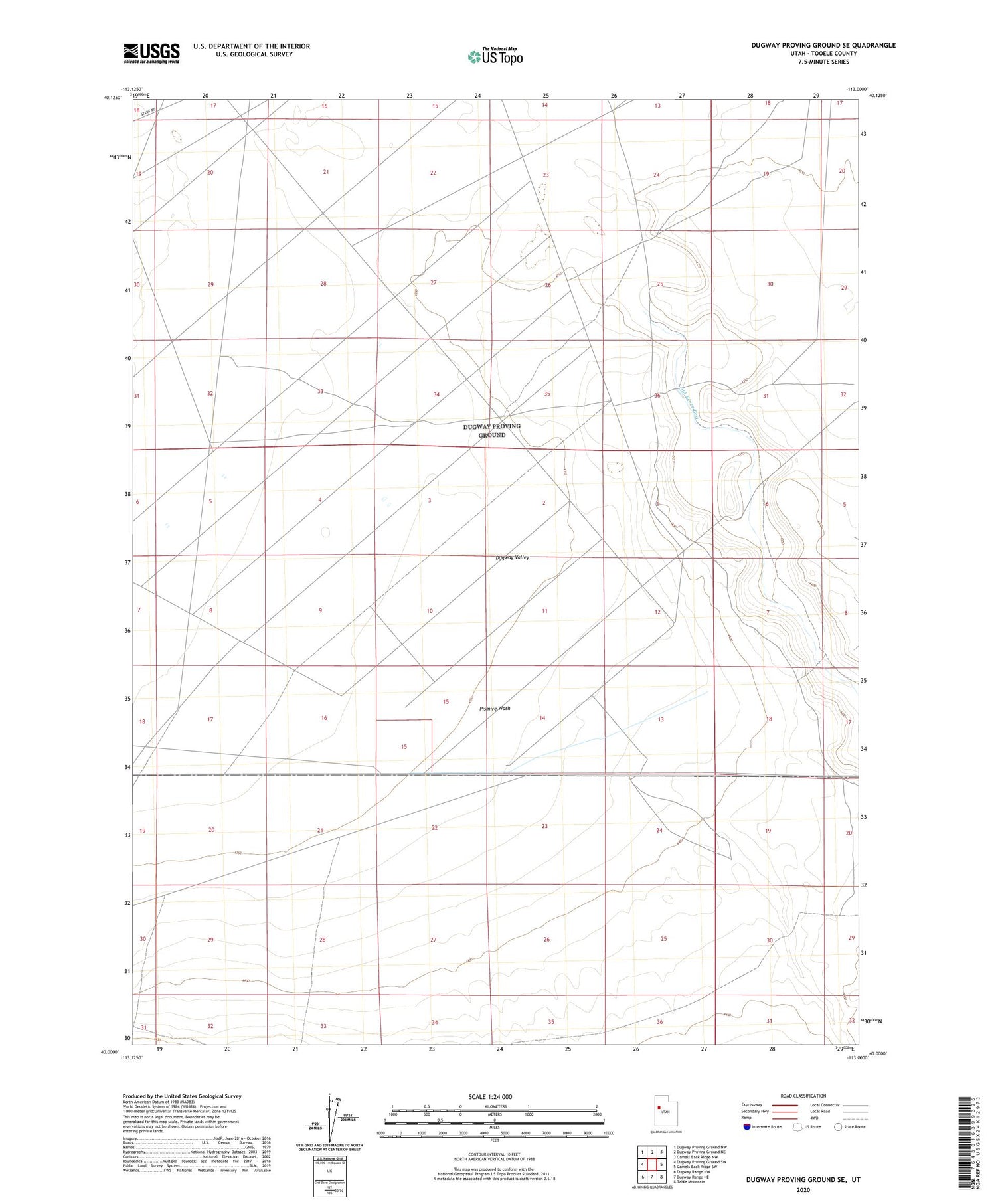 Dugway Proving Ground SE Utah US Topo Map Image