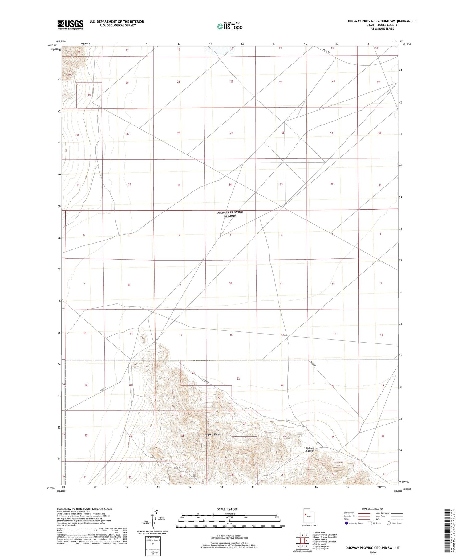 Dugway Proving Ground SW Utah US Topo Map Image