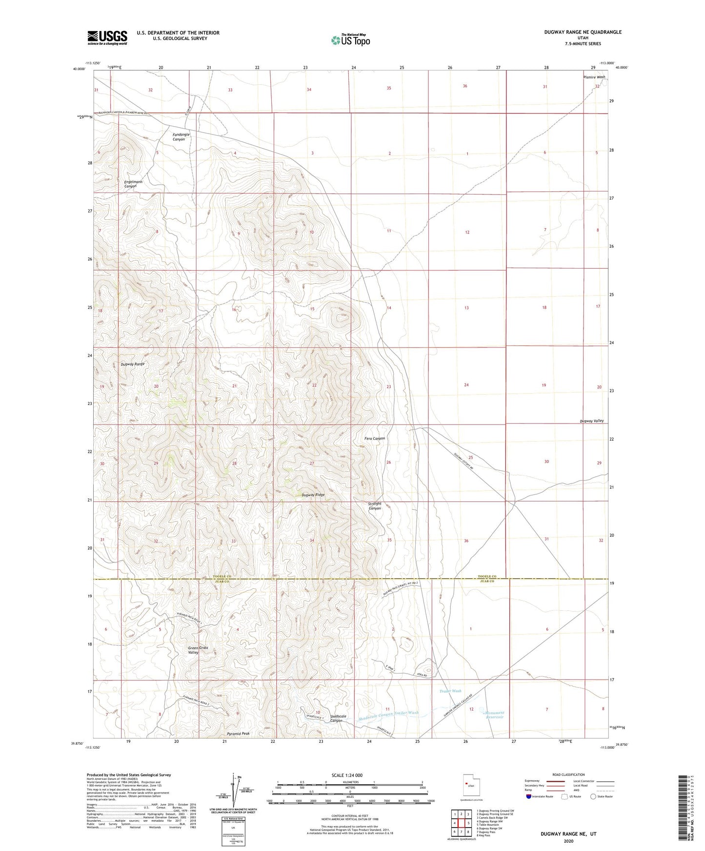 Dugway Range NE Utah US Topo Map Image