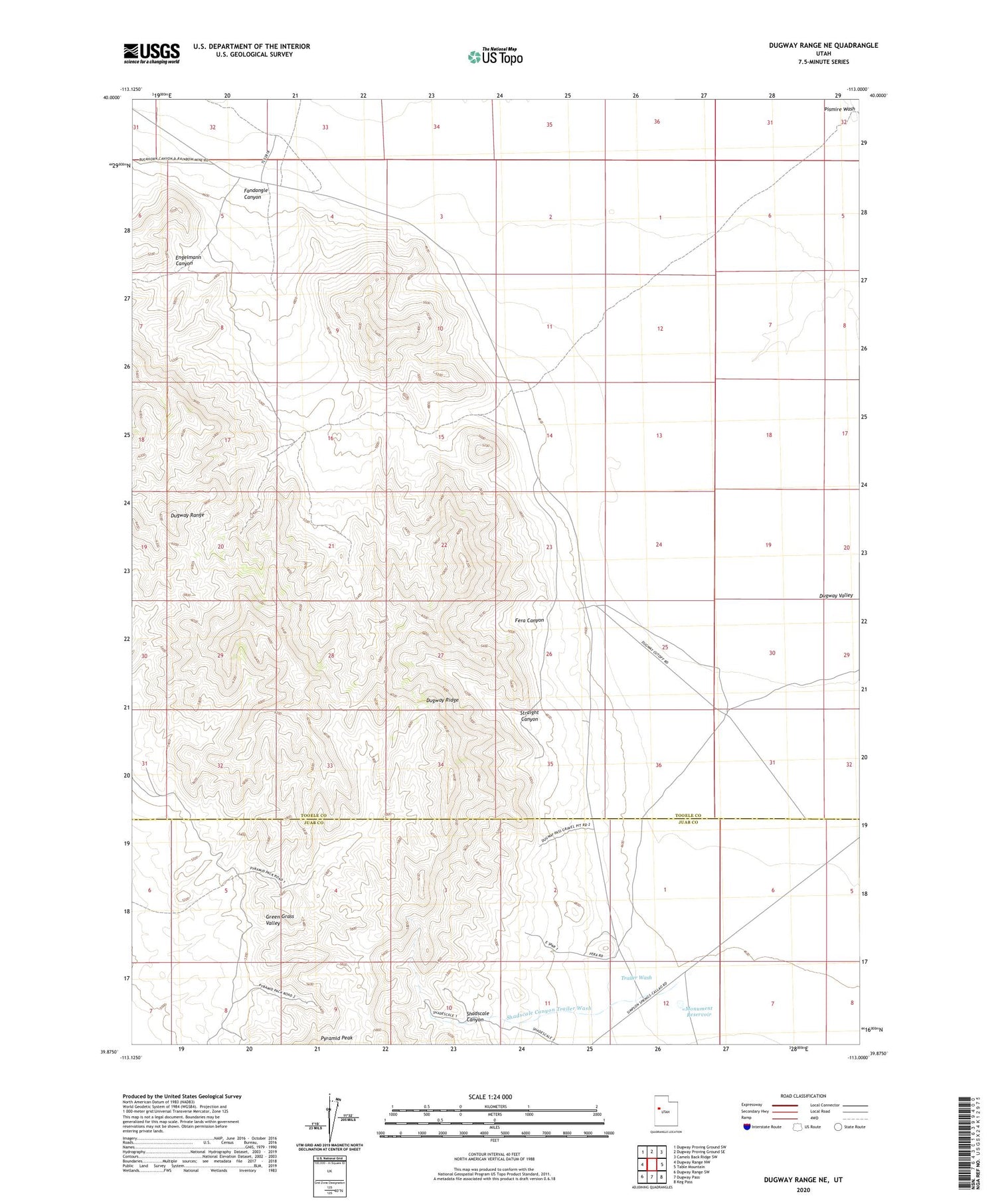 Dugway Range NE Utah US Topo Map Image