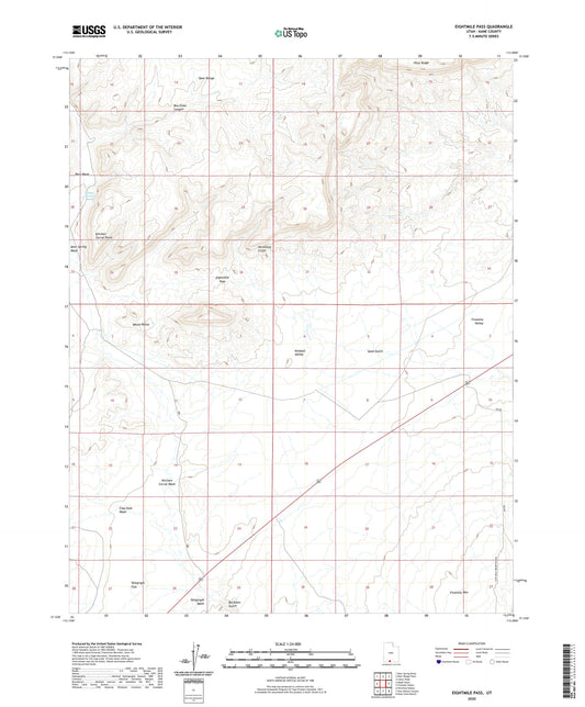 Eightmile Pass Utah US Topo Map Image