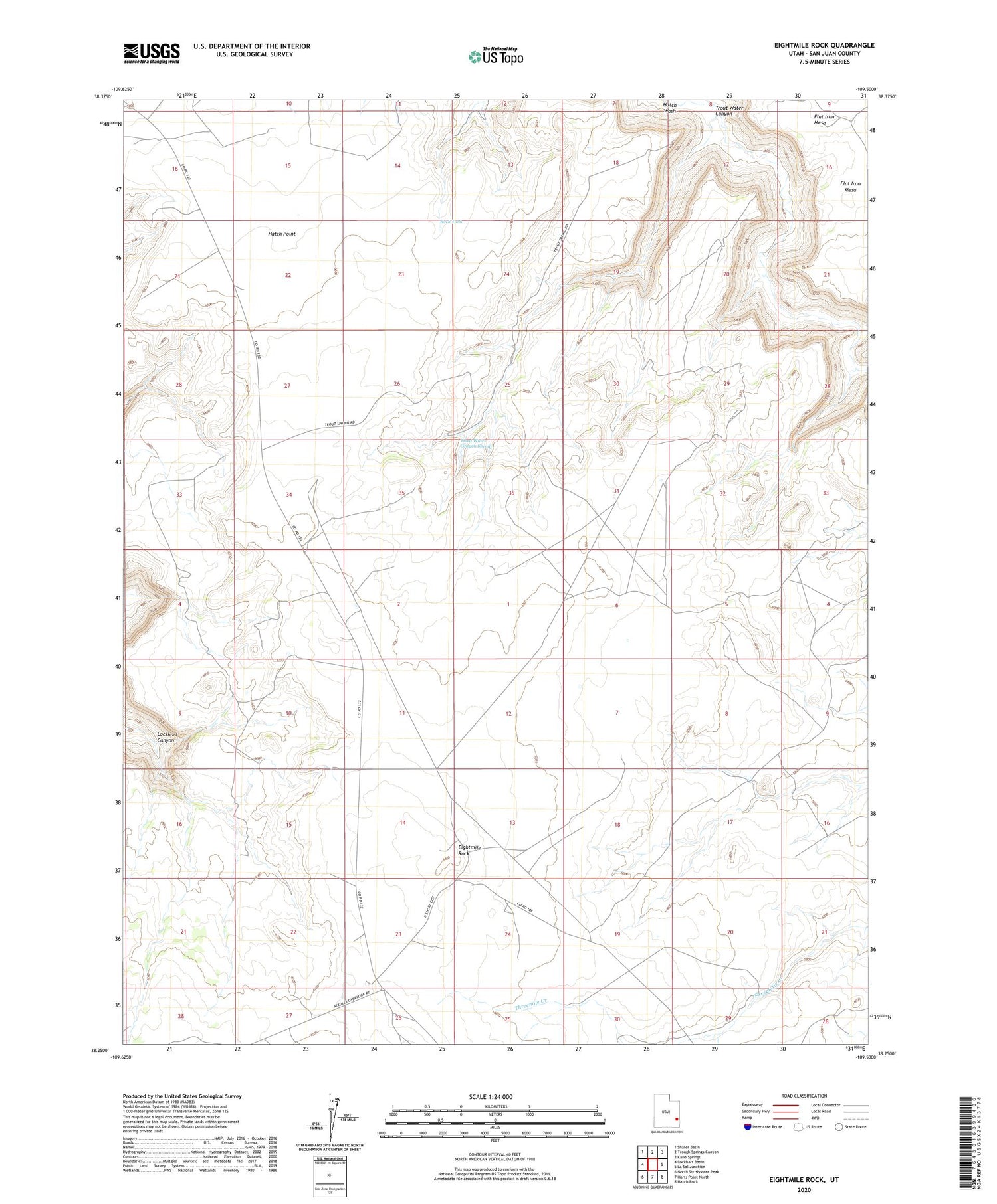 Eightmile Rock Utah US Topo Map Image