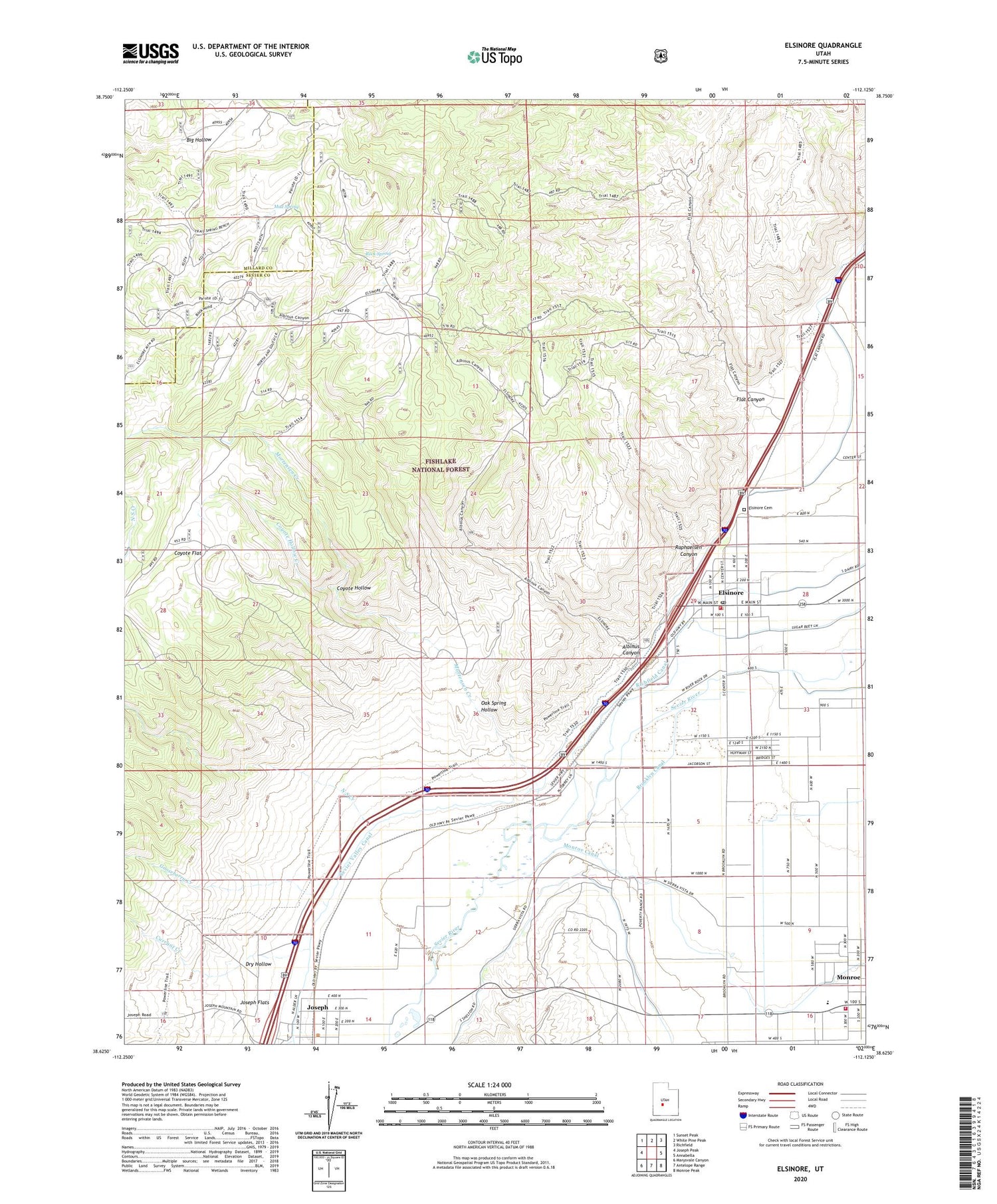 Elsinore Utah US Topo Map Image