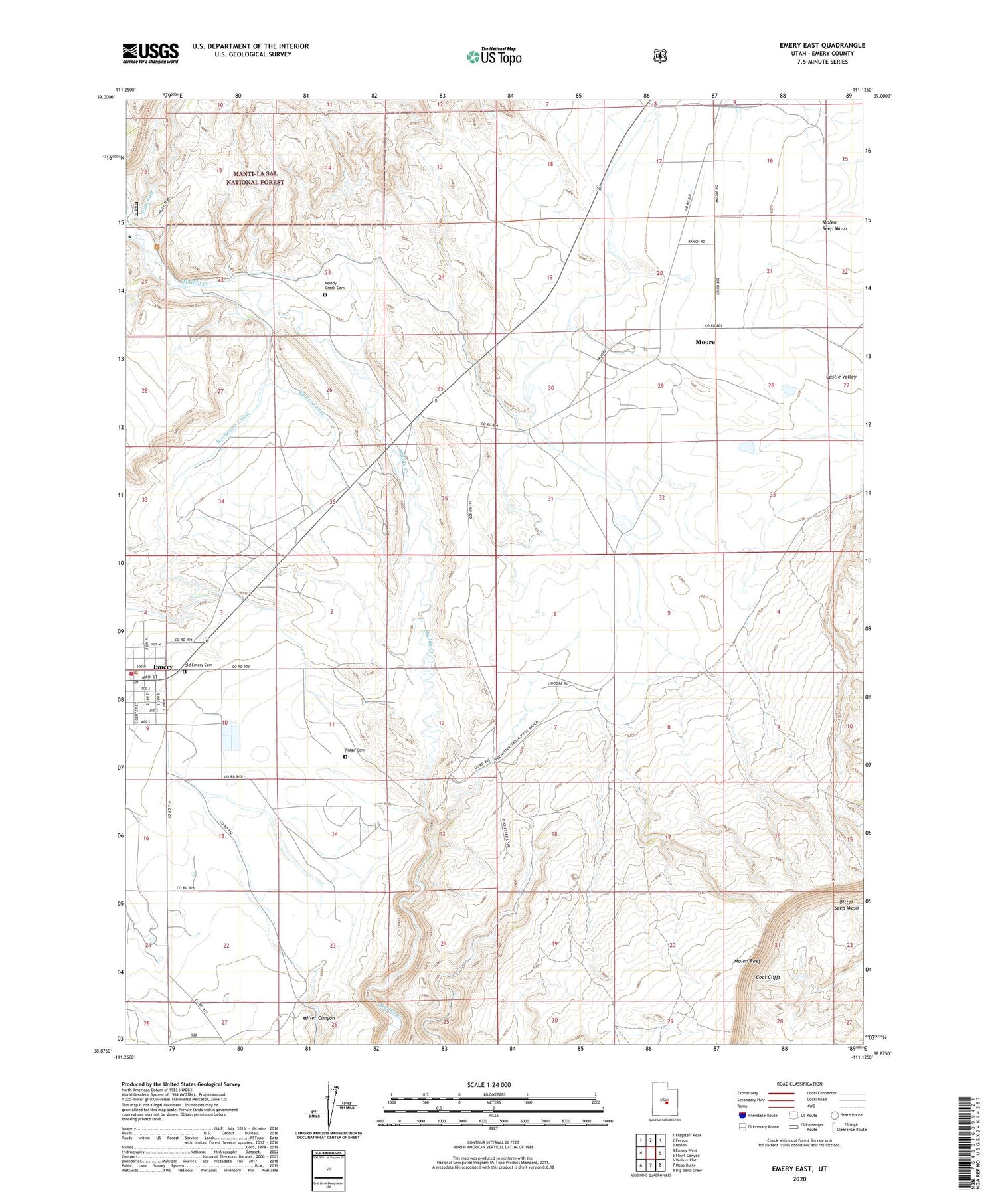 Emery East Utah US Topo Map Image