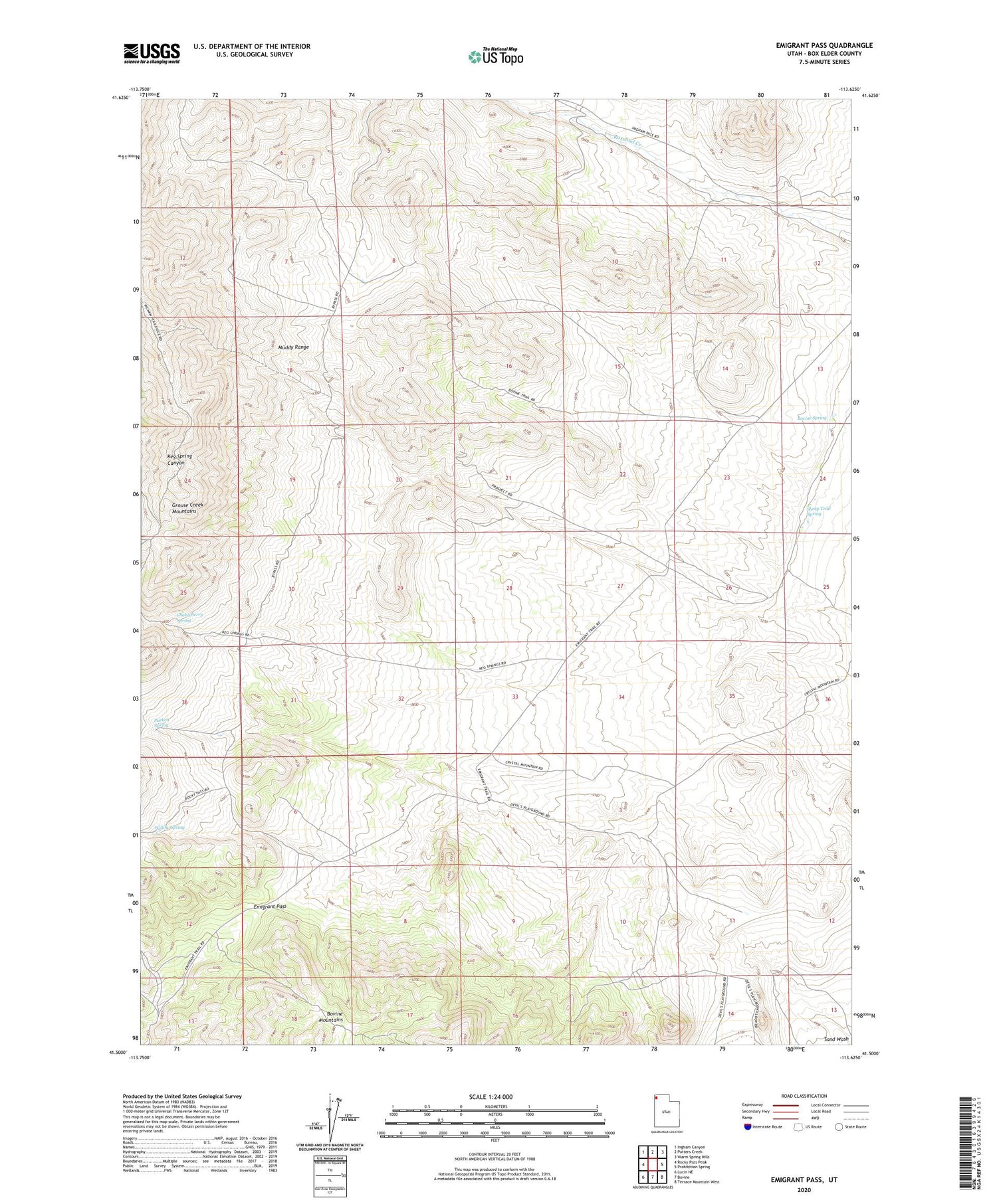 Emigrant Pass Utah US Topo Map Image