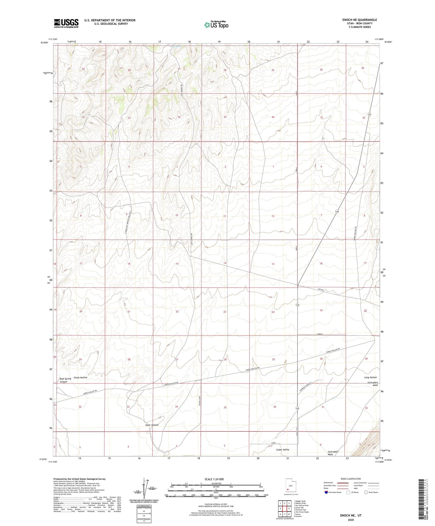 Enoch NE Utah US Topo Map Image