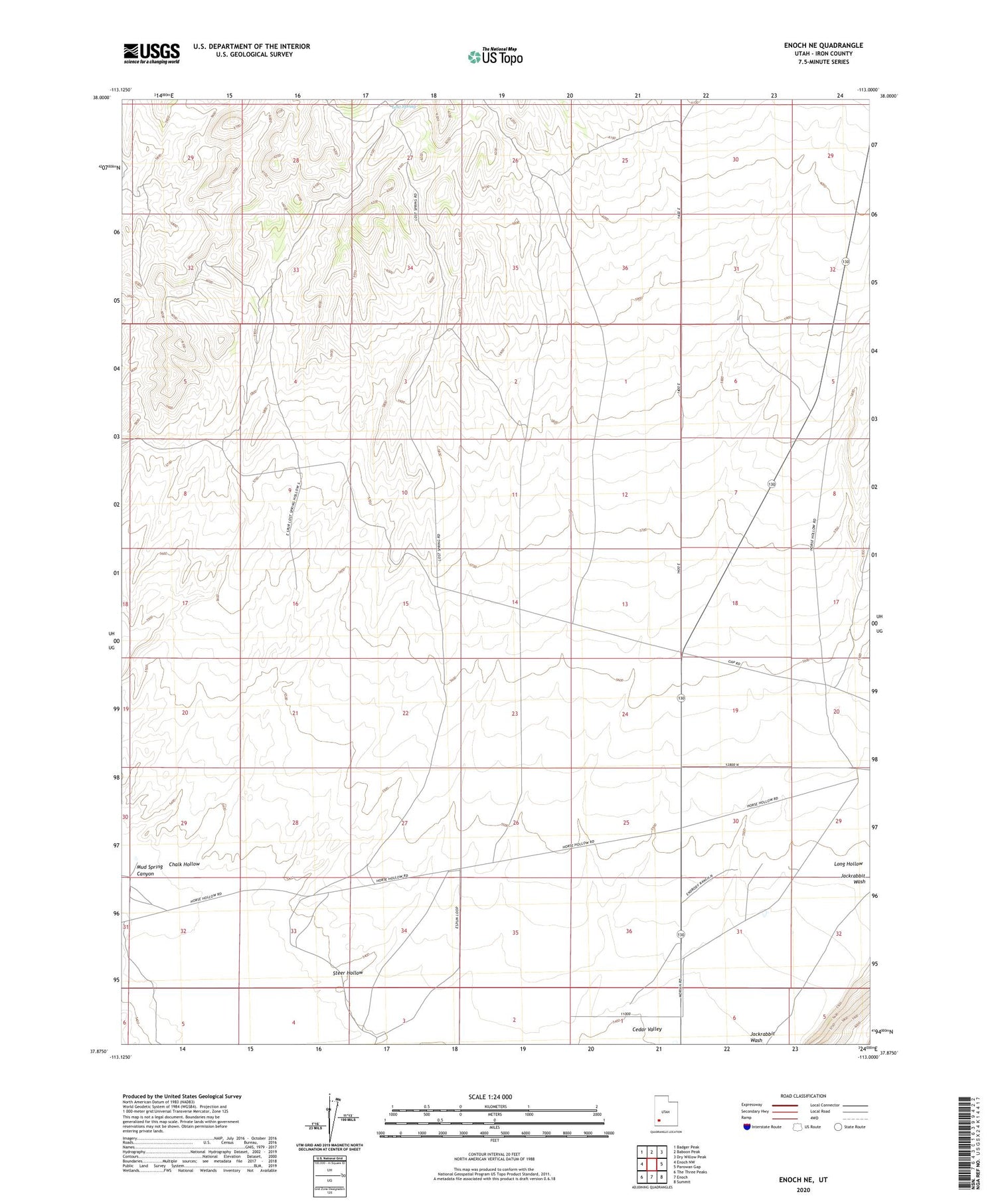 Enoch NE Utah US Topo Map Image