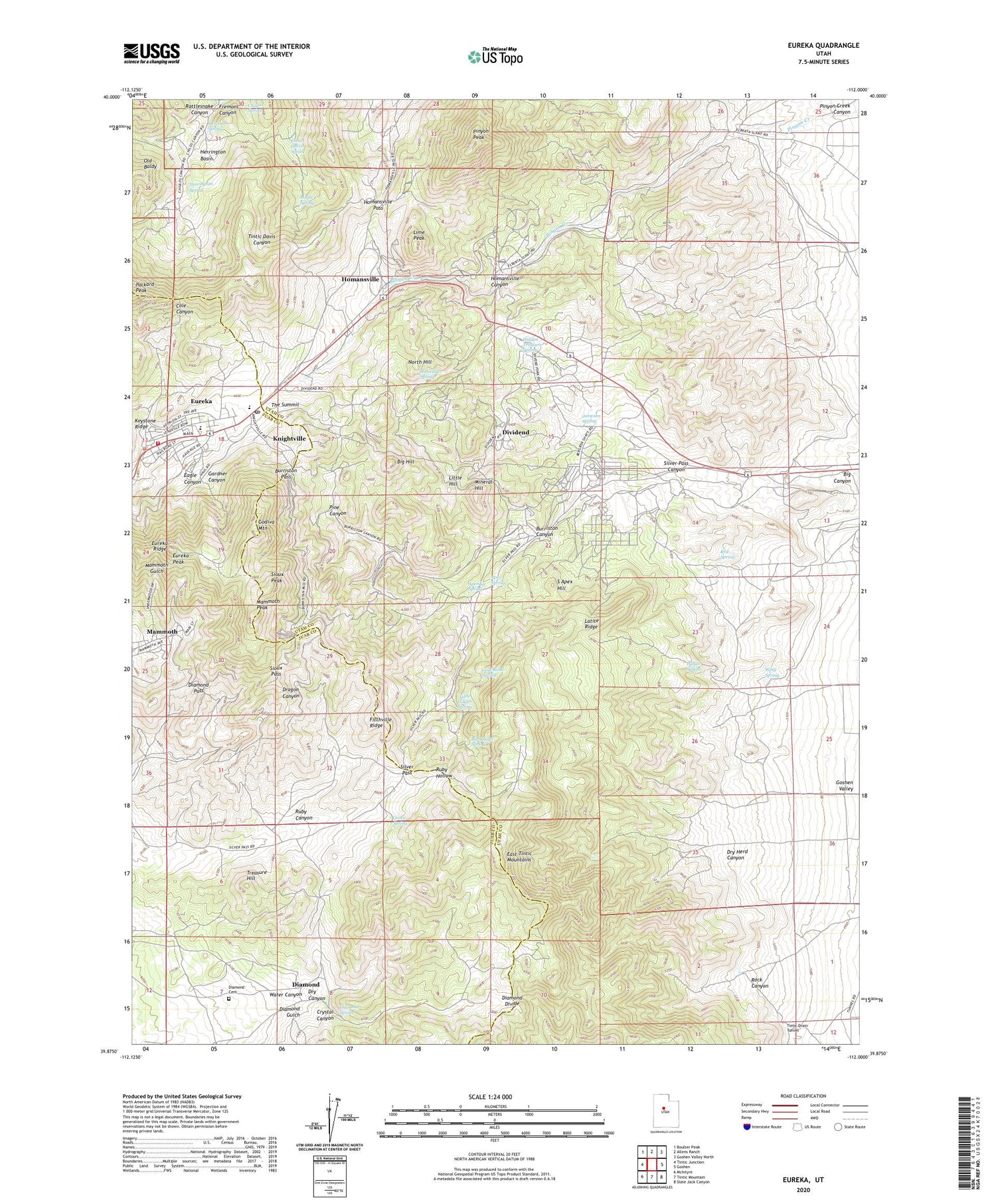 Eureka Utah US Topo Map Image