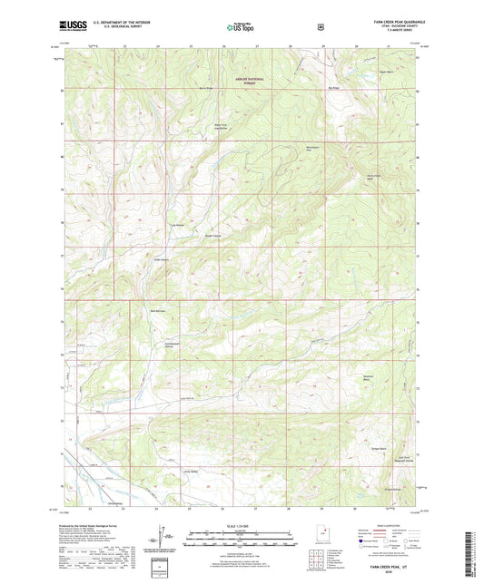 Farm Creek Peak Utah US Topo Map Image