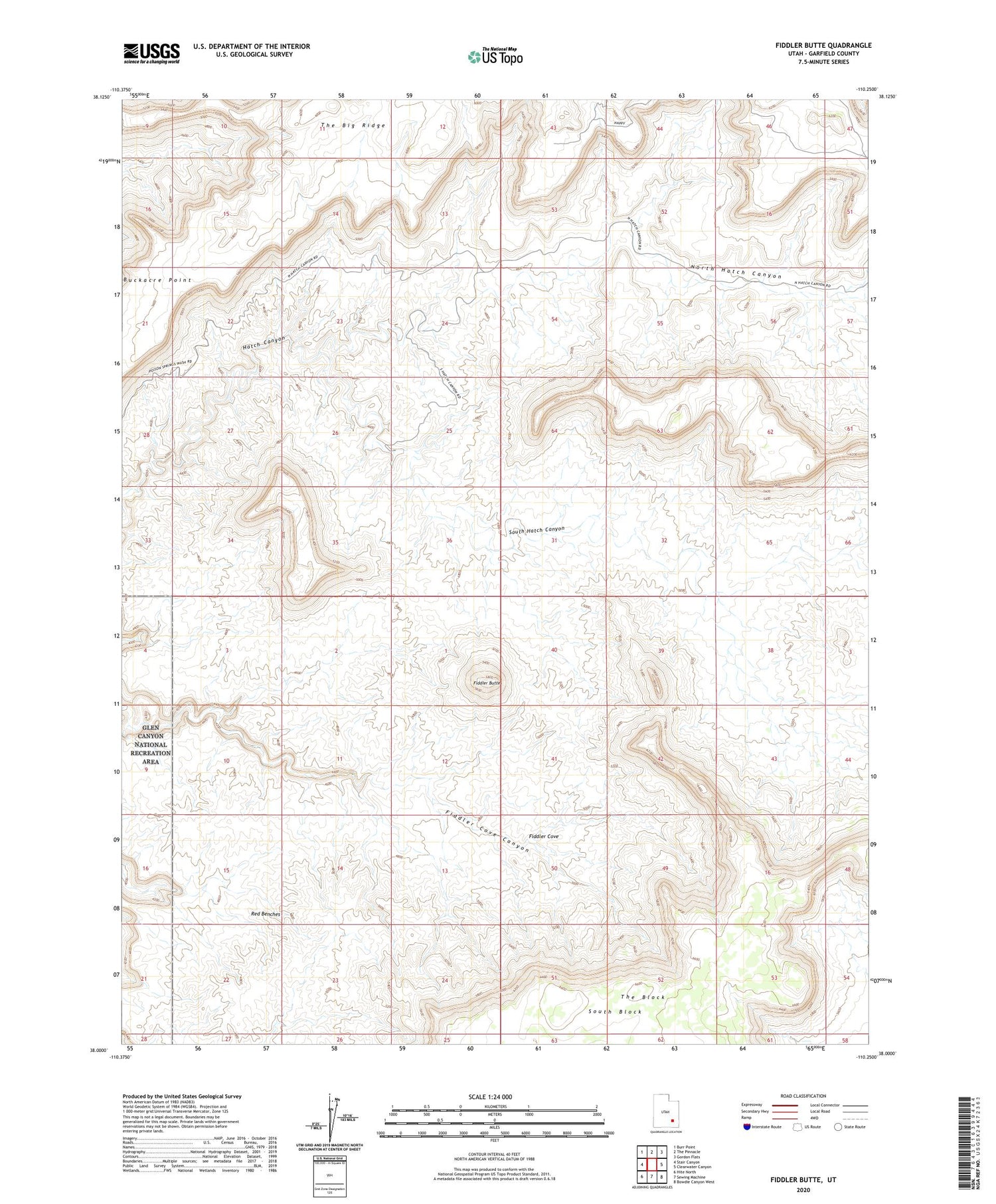 Fiddler Butte Utah US Topo Map Image