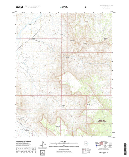 Fisher Towers Utah US Topo Map Image
