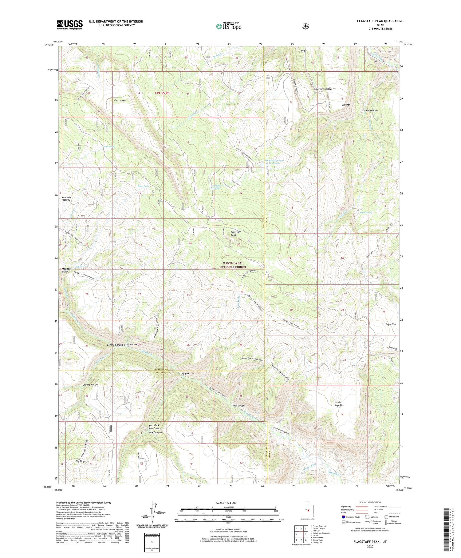Flagstaff Peak Utah US Topo Map Image