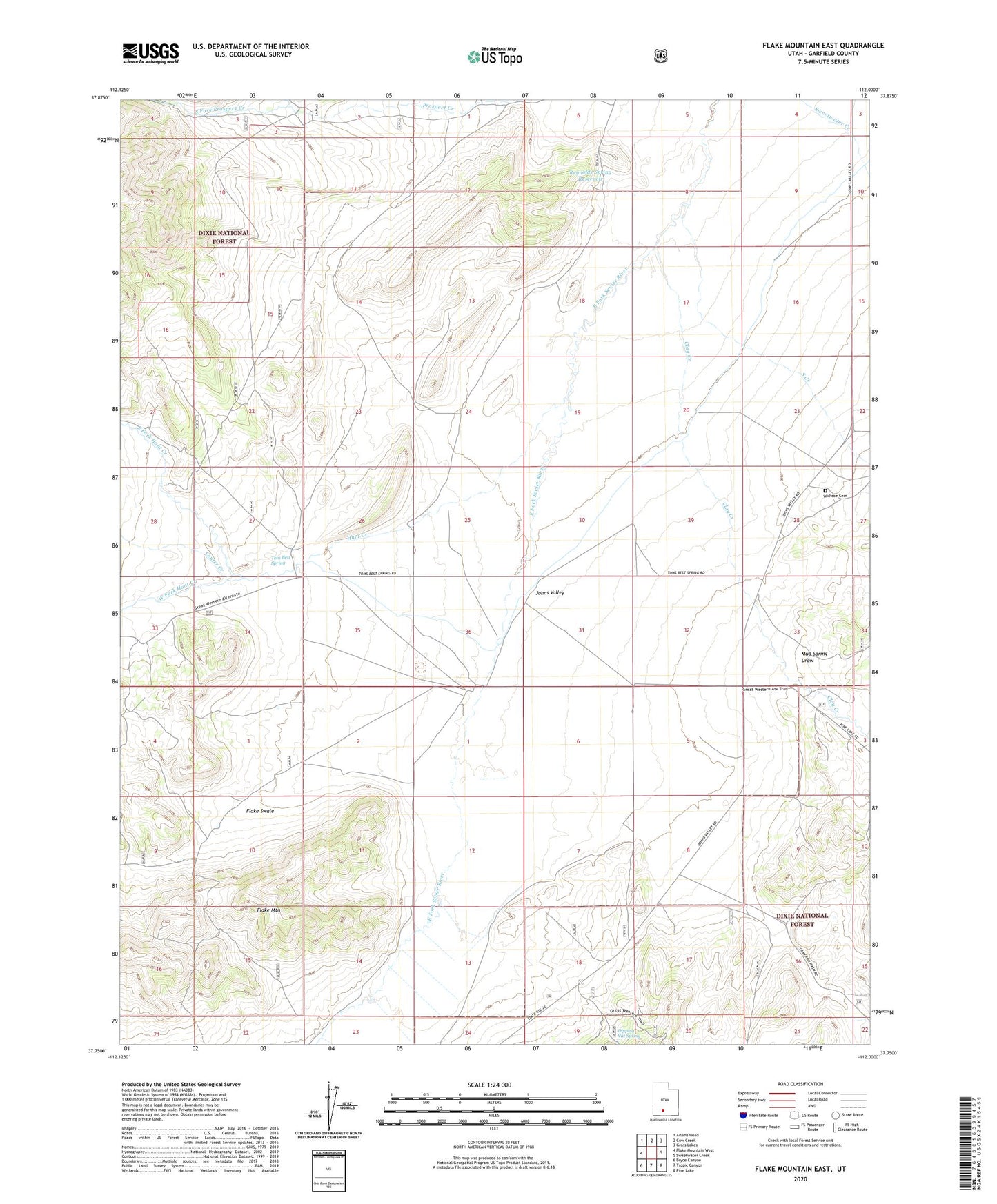 Flake Mountain East Utah US Topo Map Image